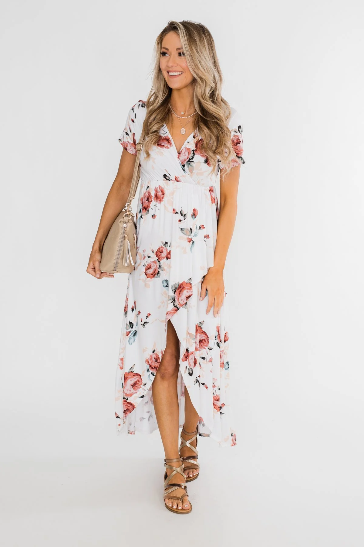 Promise To Keep Hi-Low Floral Maxi Dress- Ivory - Image 10