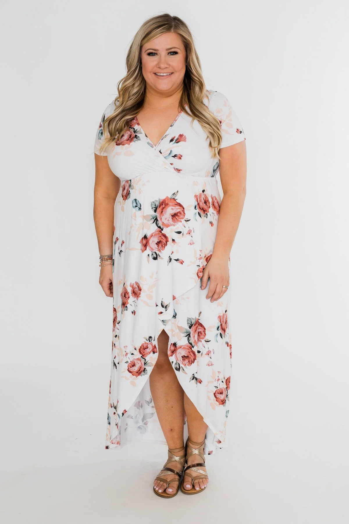 Promise To Keep Hi-Low Floral Maxi Dress- Ivory - Image 14