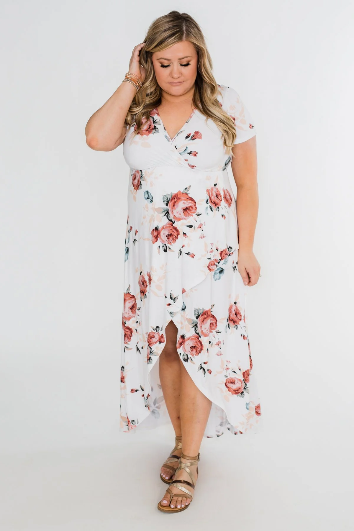 Promise To Keep Hi-Low Floral Maxi Dress- Ivory - Image 16