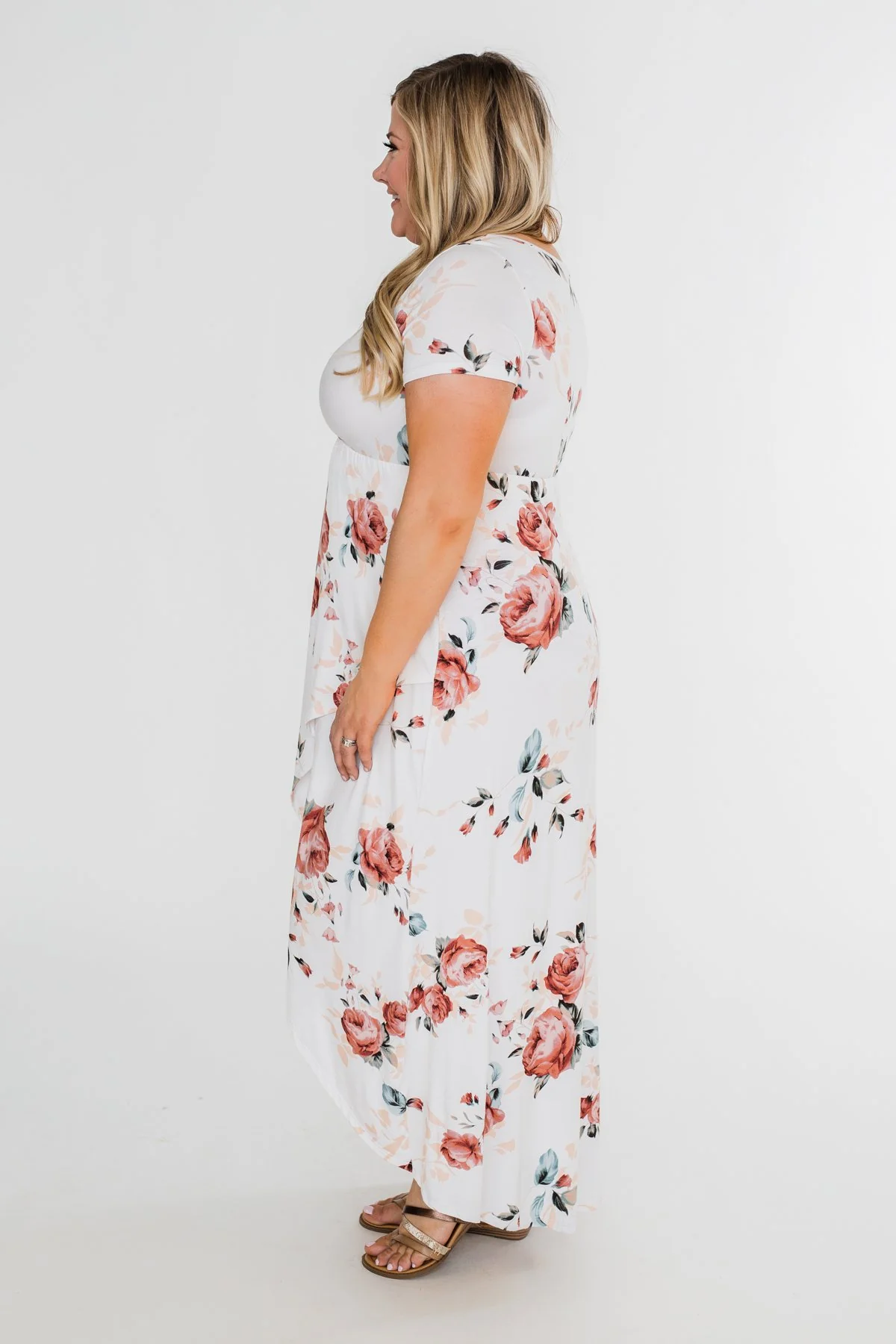 Promise To Keep Hi-Low Floral Maxi Dress- Ivory - Image 19