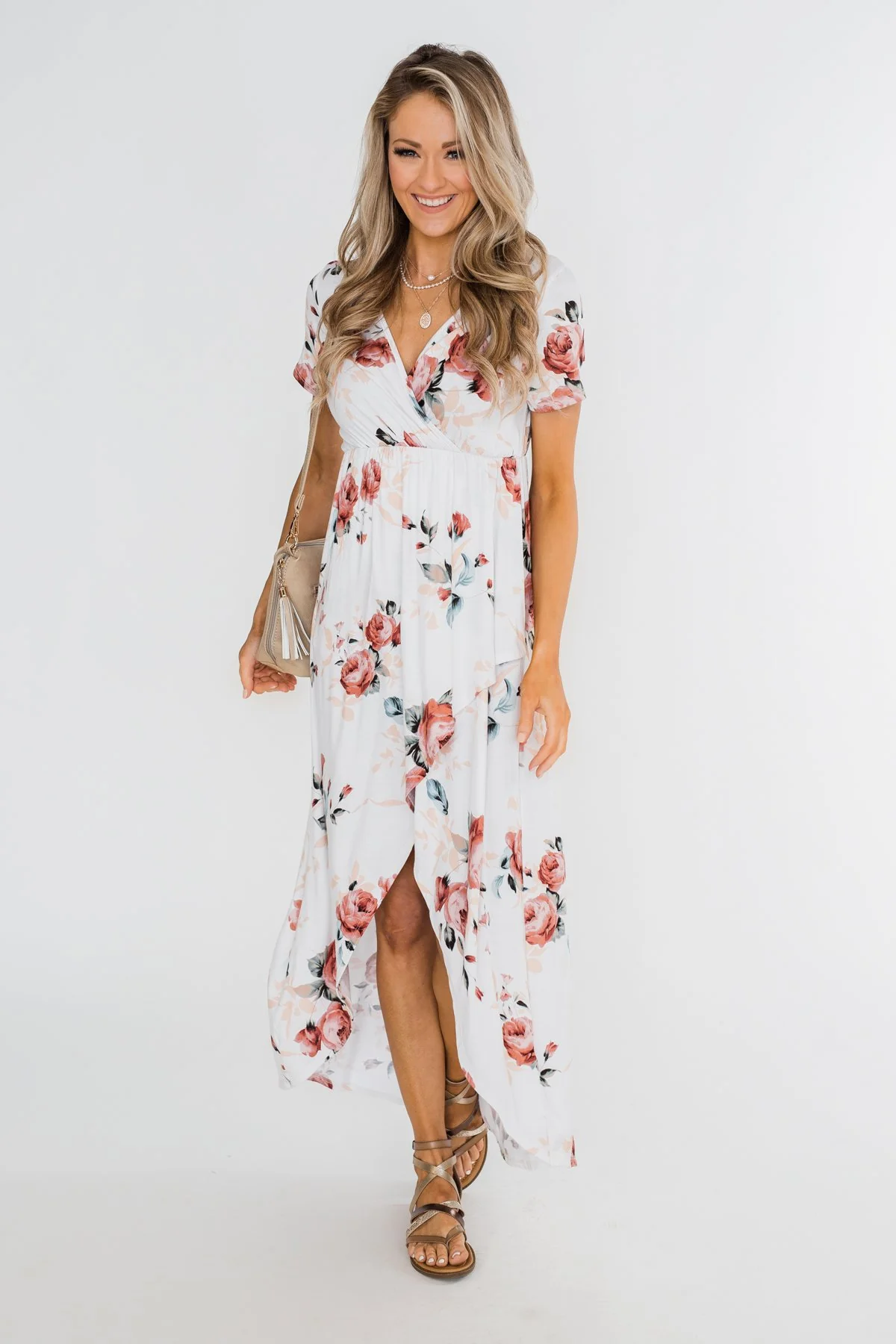 Promise To Keep Hi-Low Floral Maxi Dress- Ivory - Image 3