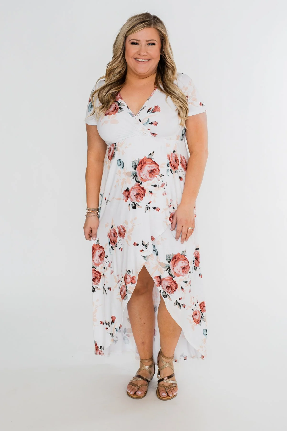 Promise To Keep Hi-Low Floral Maxi Dress- Ivory - Image 6