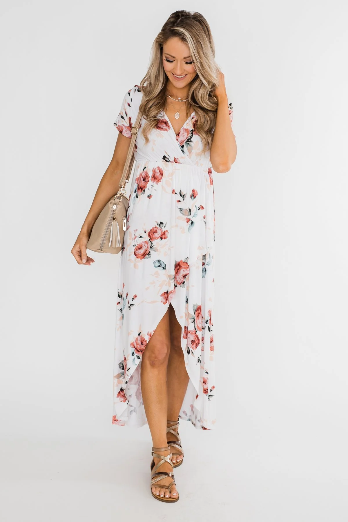 Promise To Keep Hi-Low Floral Maxi Dress- Ivory - Image 7