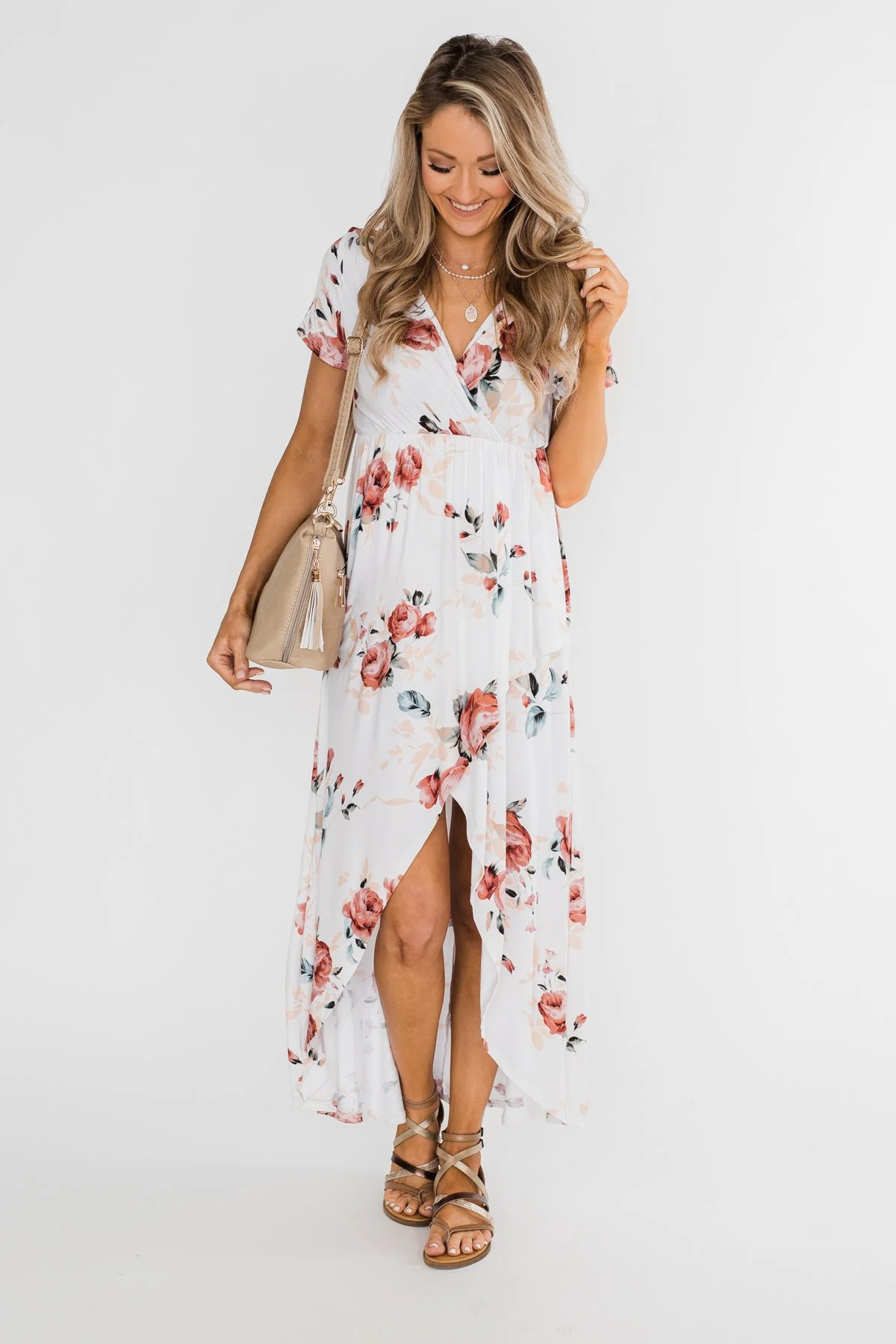 Promise To Keep Hi-Low Floral Maxi Dress- Ivory - Image 8