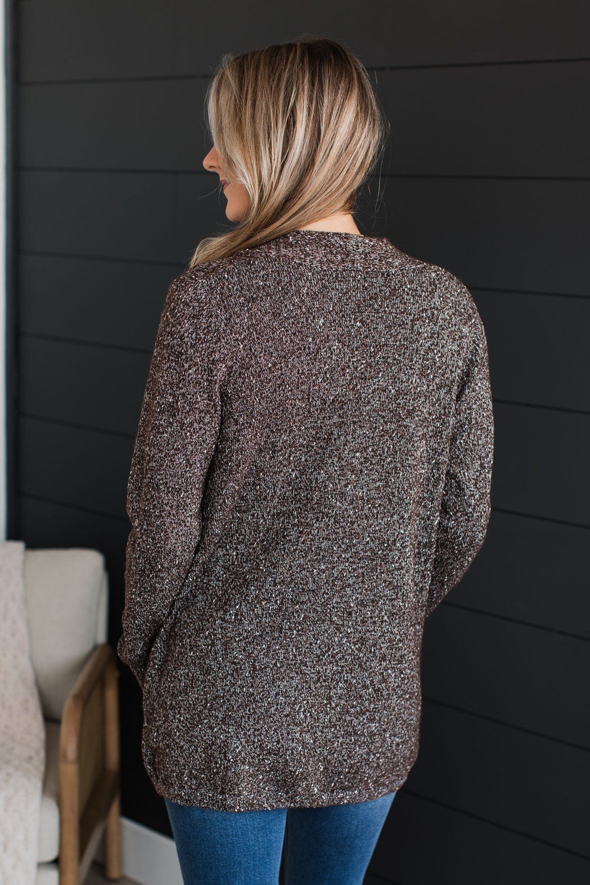 Props To You Sprinkle Knit Cardigan- Dark Brown - Image 9