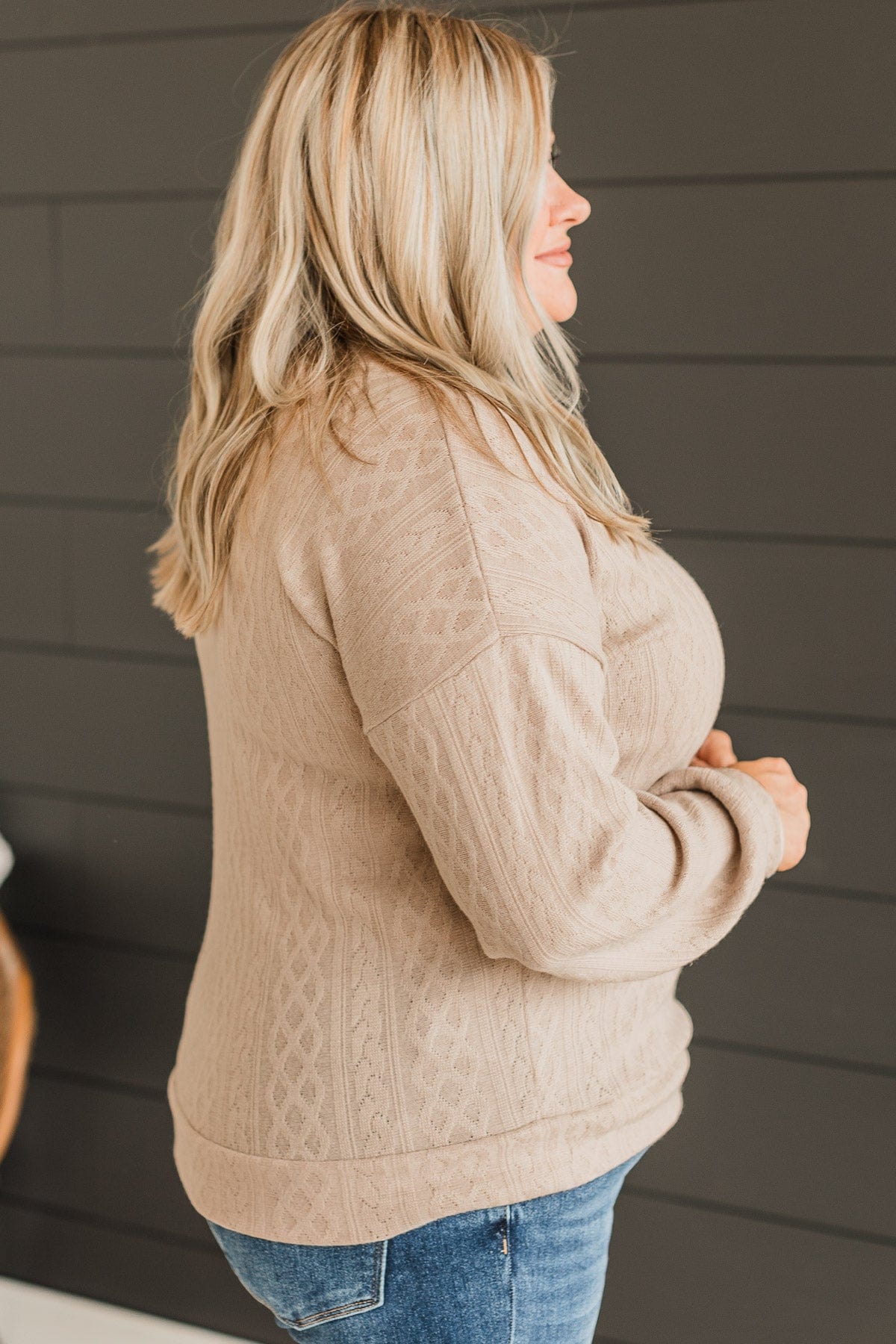 Proud Of You Long Sleeve Top- Beige - Image 5