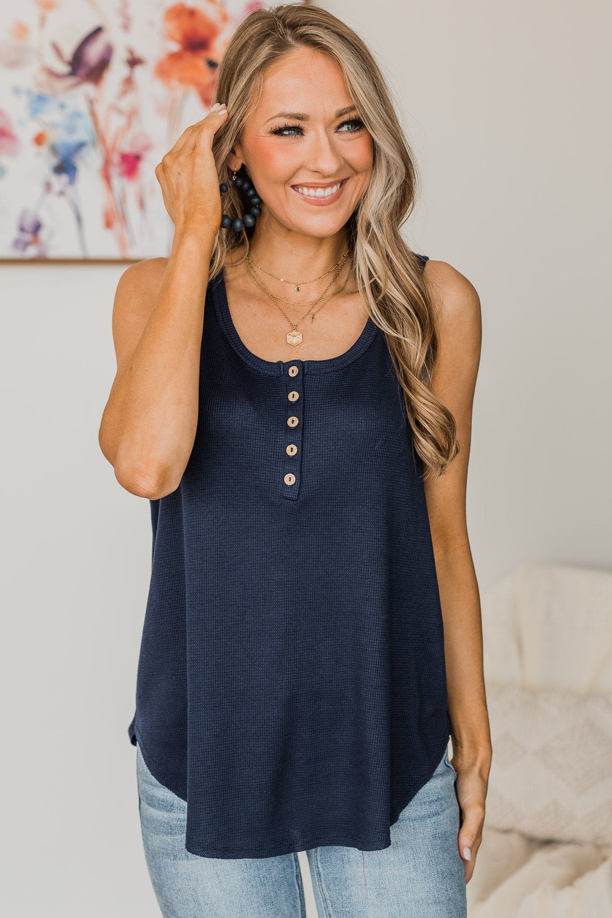 Prove Them Wrong Knit Tank Top- Navy - Image 3