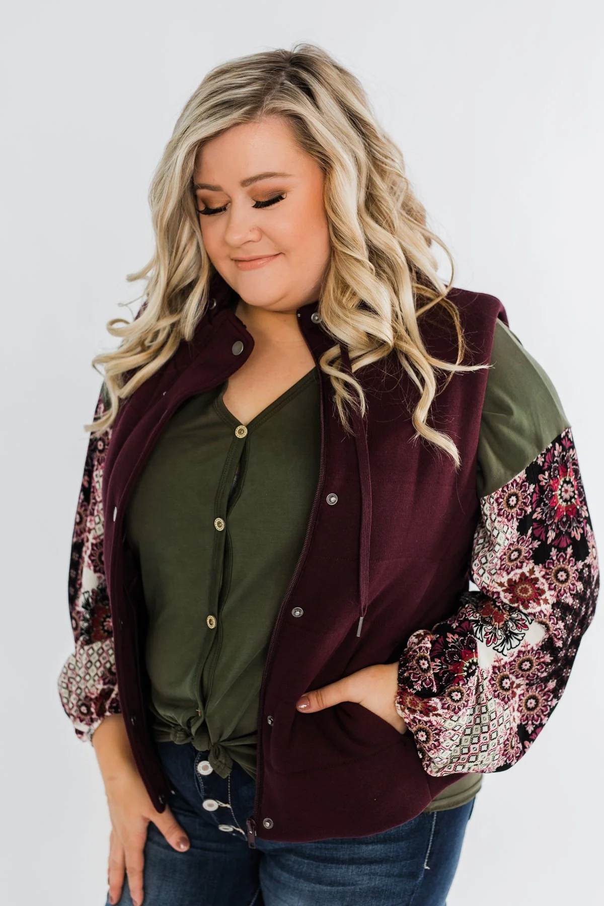 Puffer Vest- Burgundy - Image 2