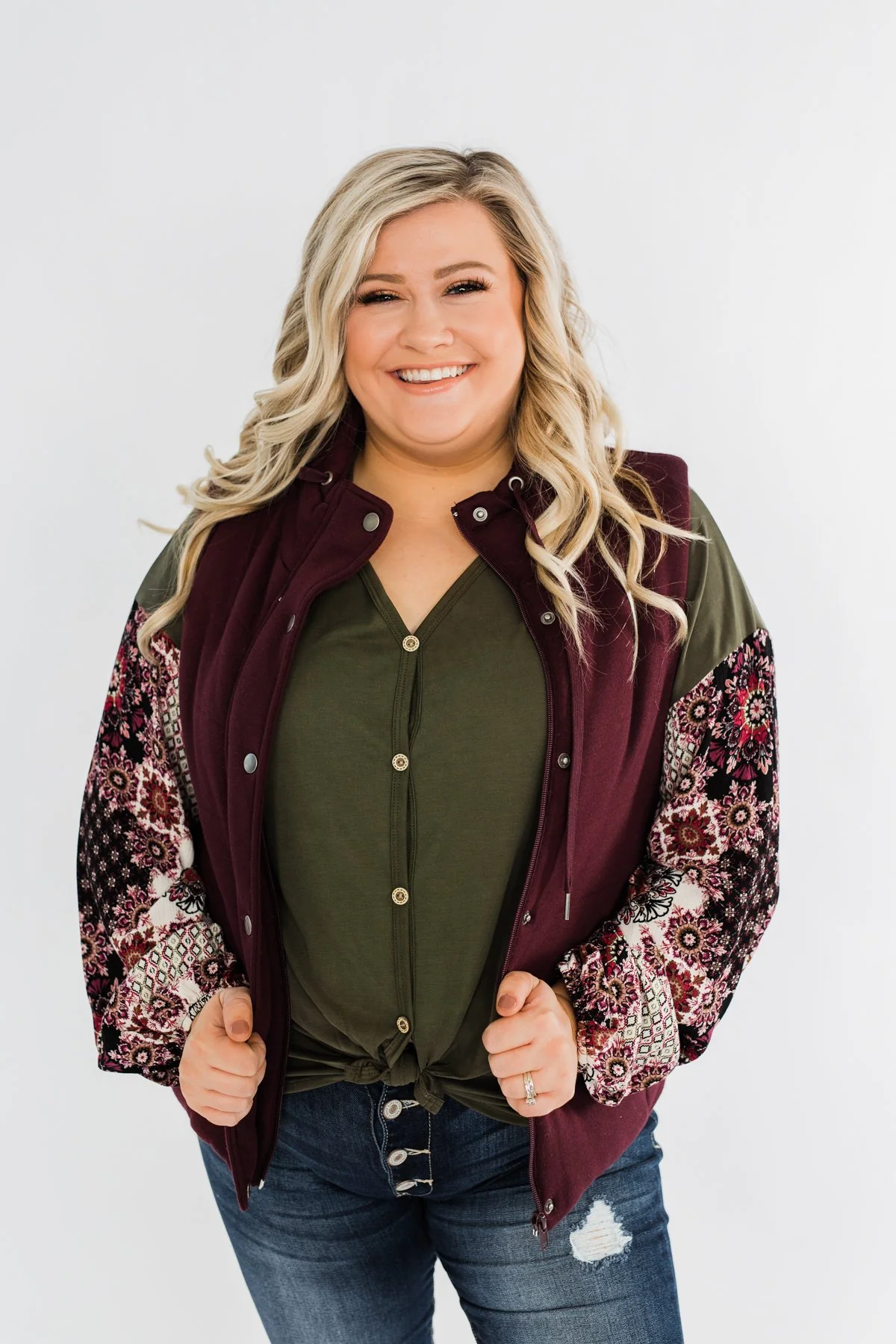 Puffer Vest- Burgundy - Image 4