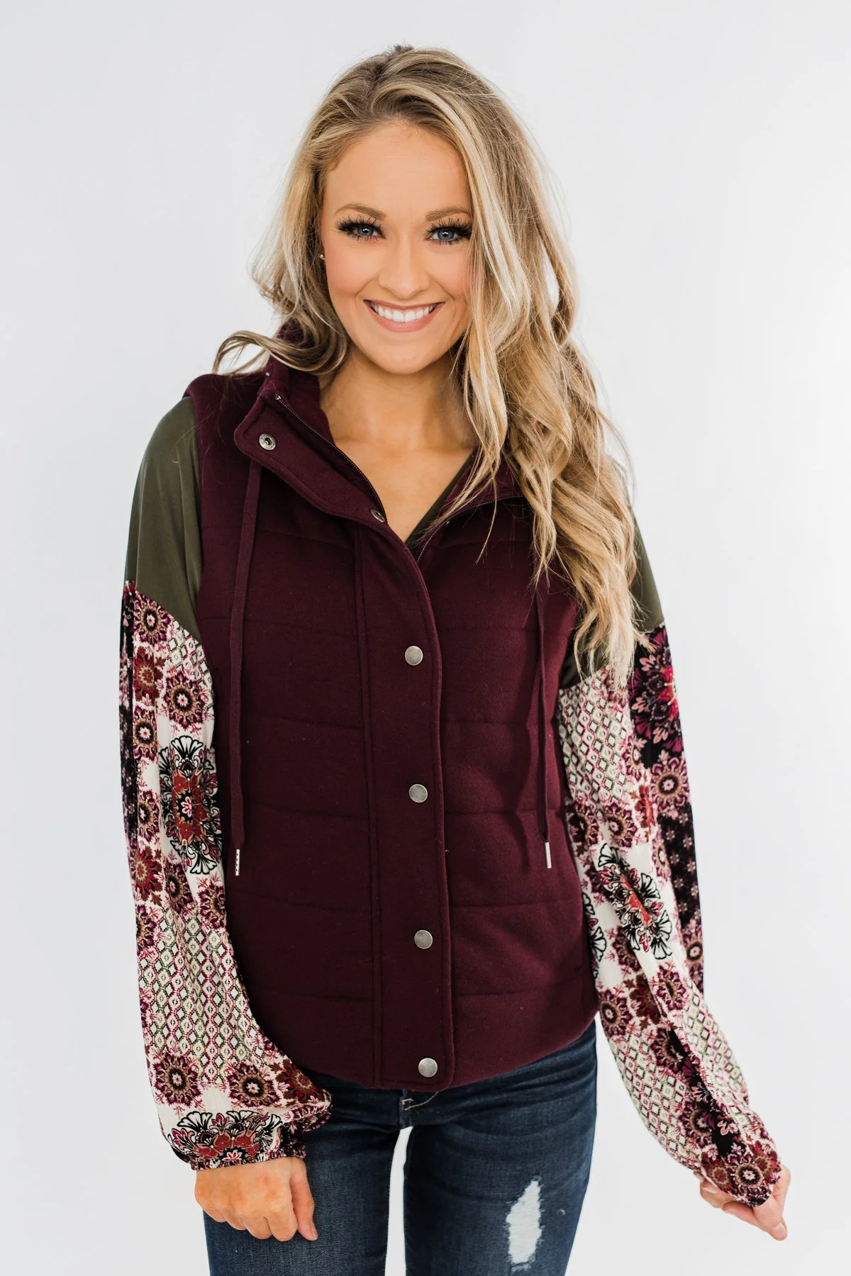 Puffer Vest- Burgundy - Image 9