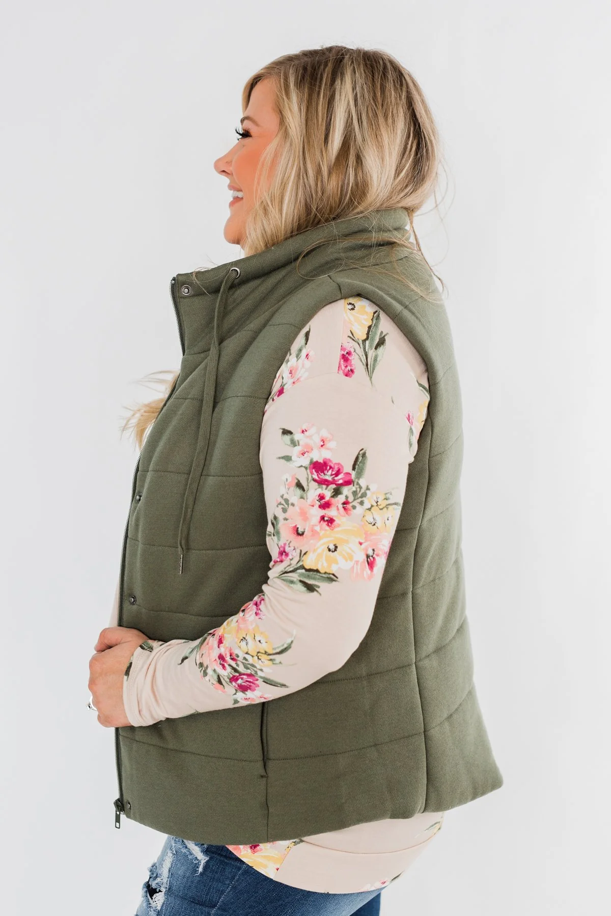 Puffer Vest- Olive - Image 11