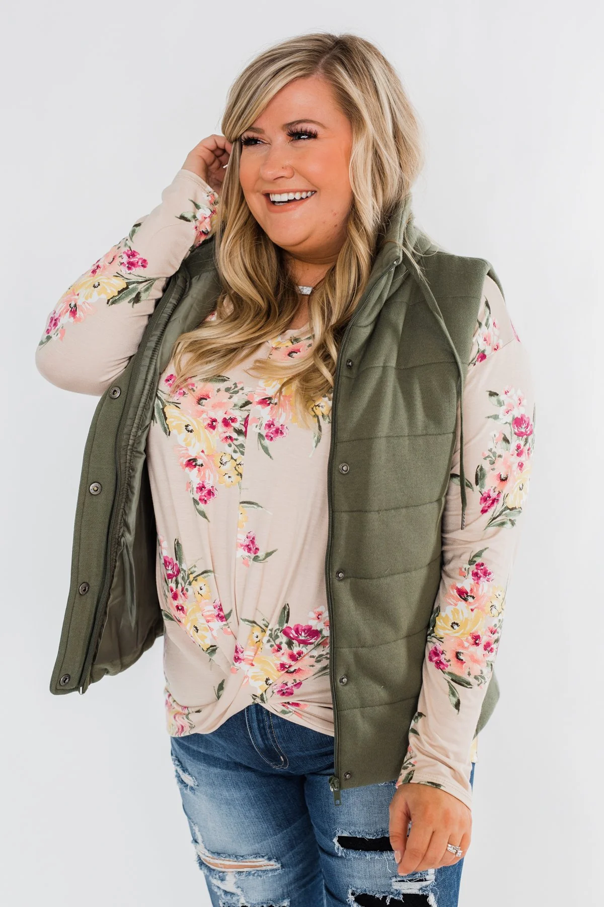 Puffer Vest- Olive - Image 5