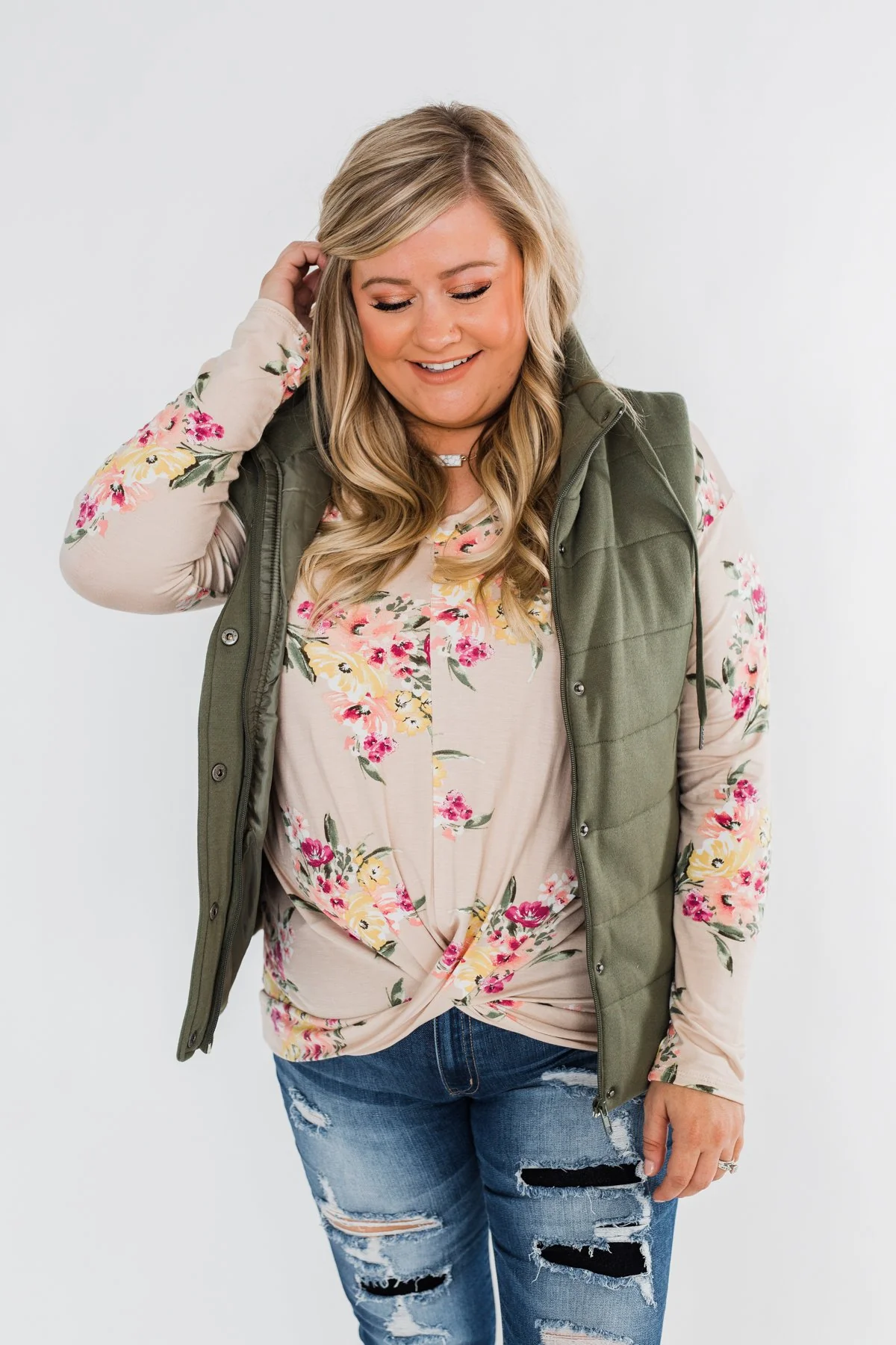 Puffer Vest- Olive - Image 9
