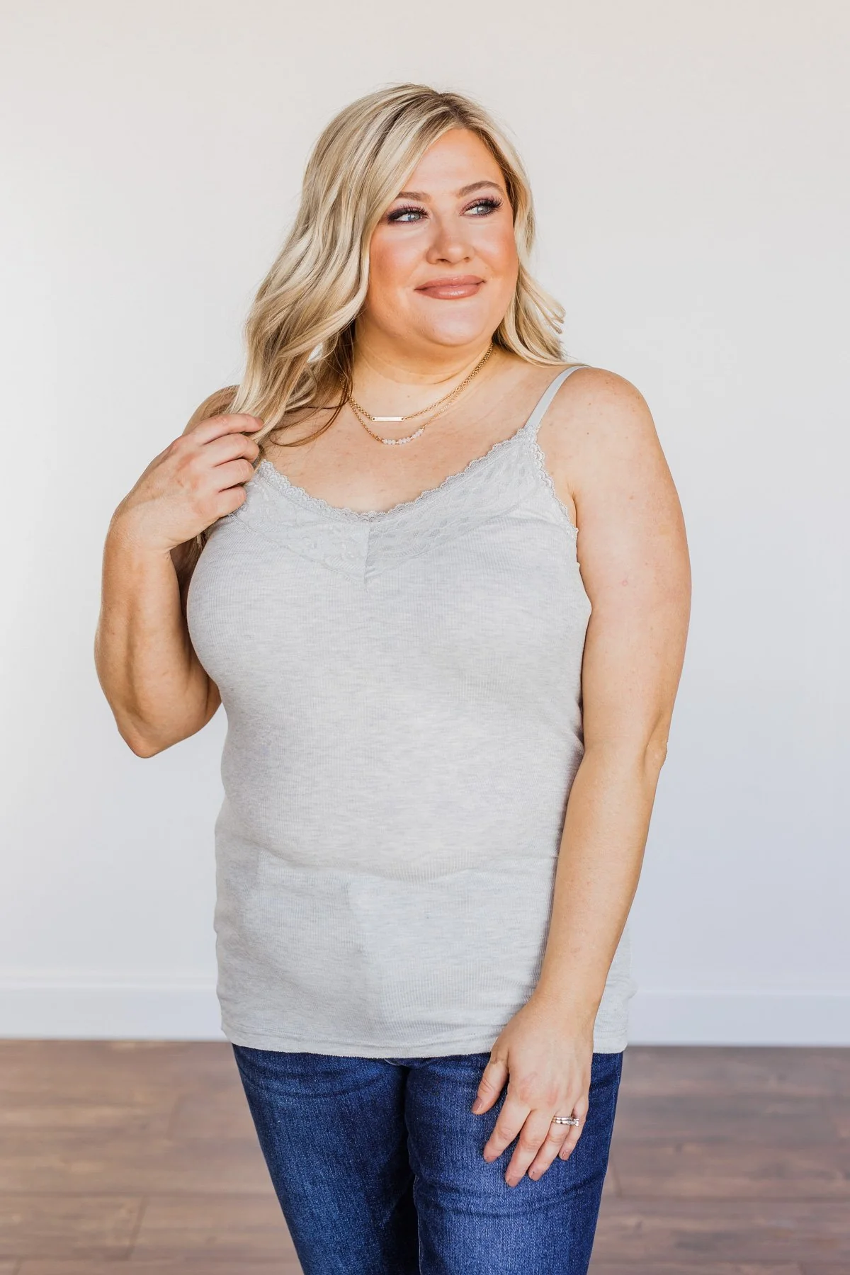 Pulse Basics All You Ever Wanted Lace Tank- Heather Grey - Image 5