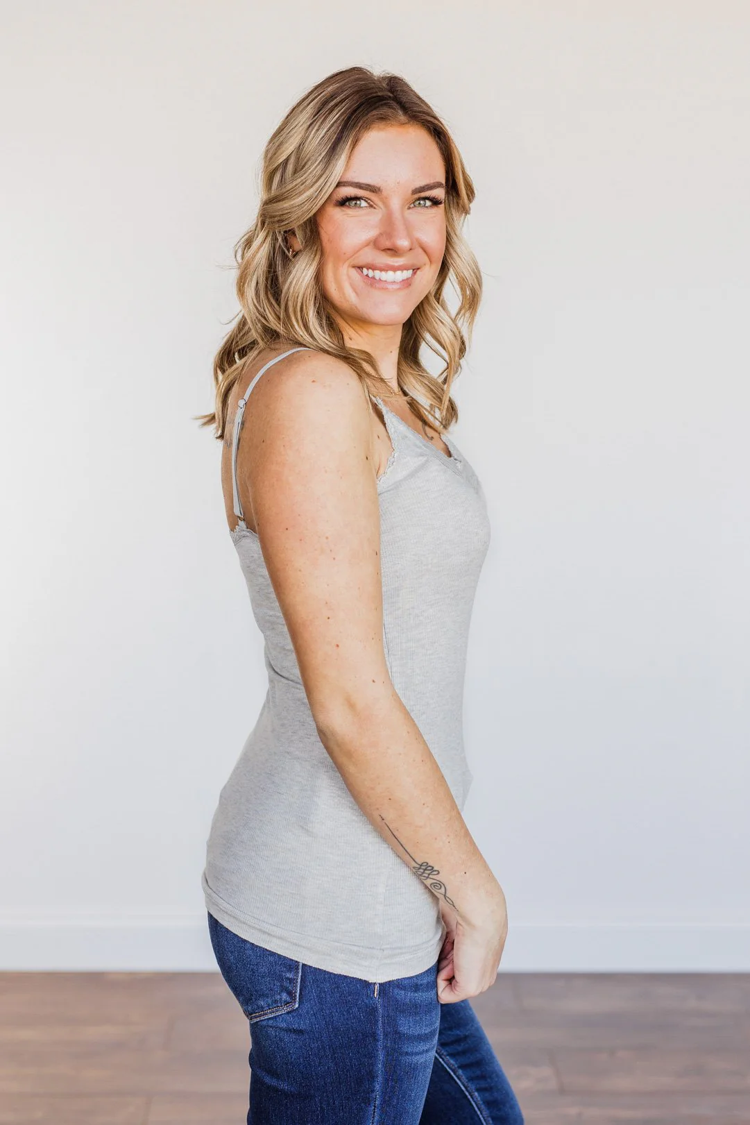 Pulse Basics All You Ever Wanted Lace Tank- Heather Grey - Image 7