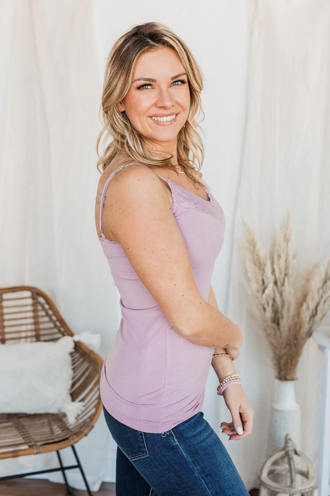 Pulse Basics All You Ever Wanted Lace Tank- Lilac - Image 8