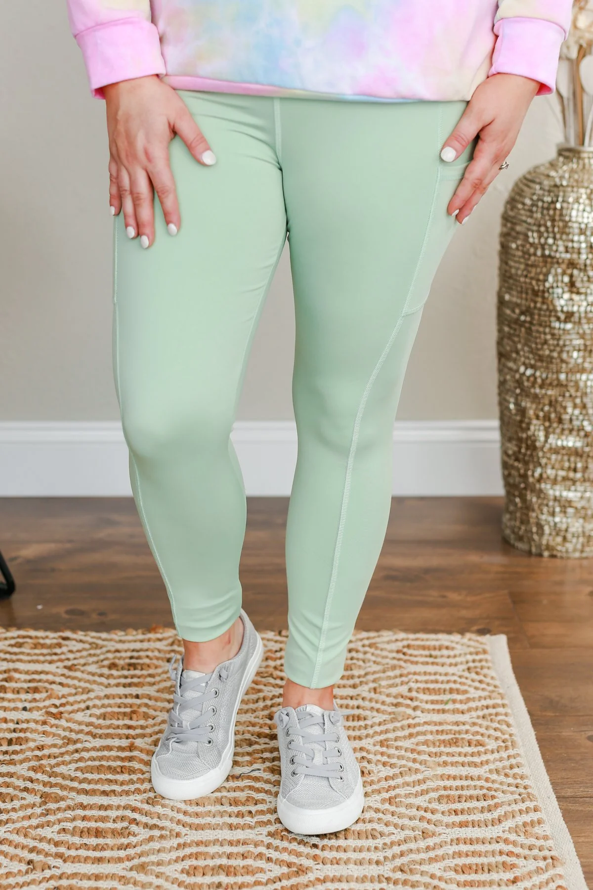 Pulse Basics Athleisure Leggings- Seafoam Green - Image 3