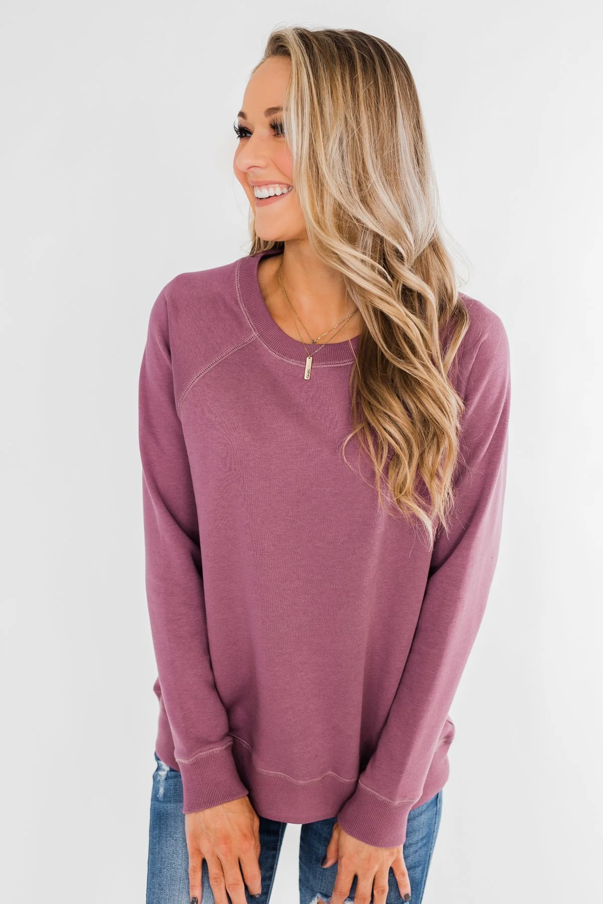 Pulse Basics Crew Neck Pullover- Orchid - Image 6