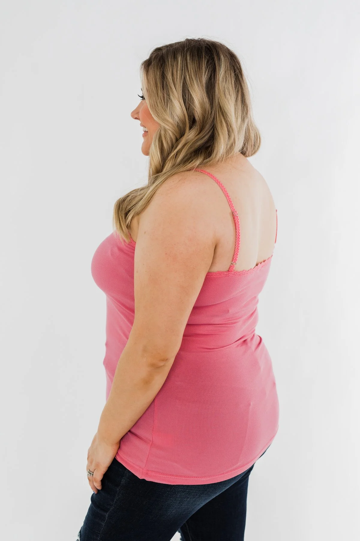 Pulse Basics Lace Trim Tank- Pink - Image 7