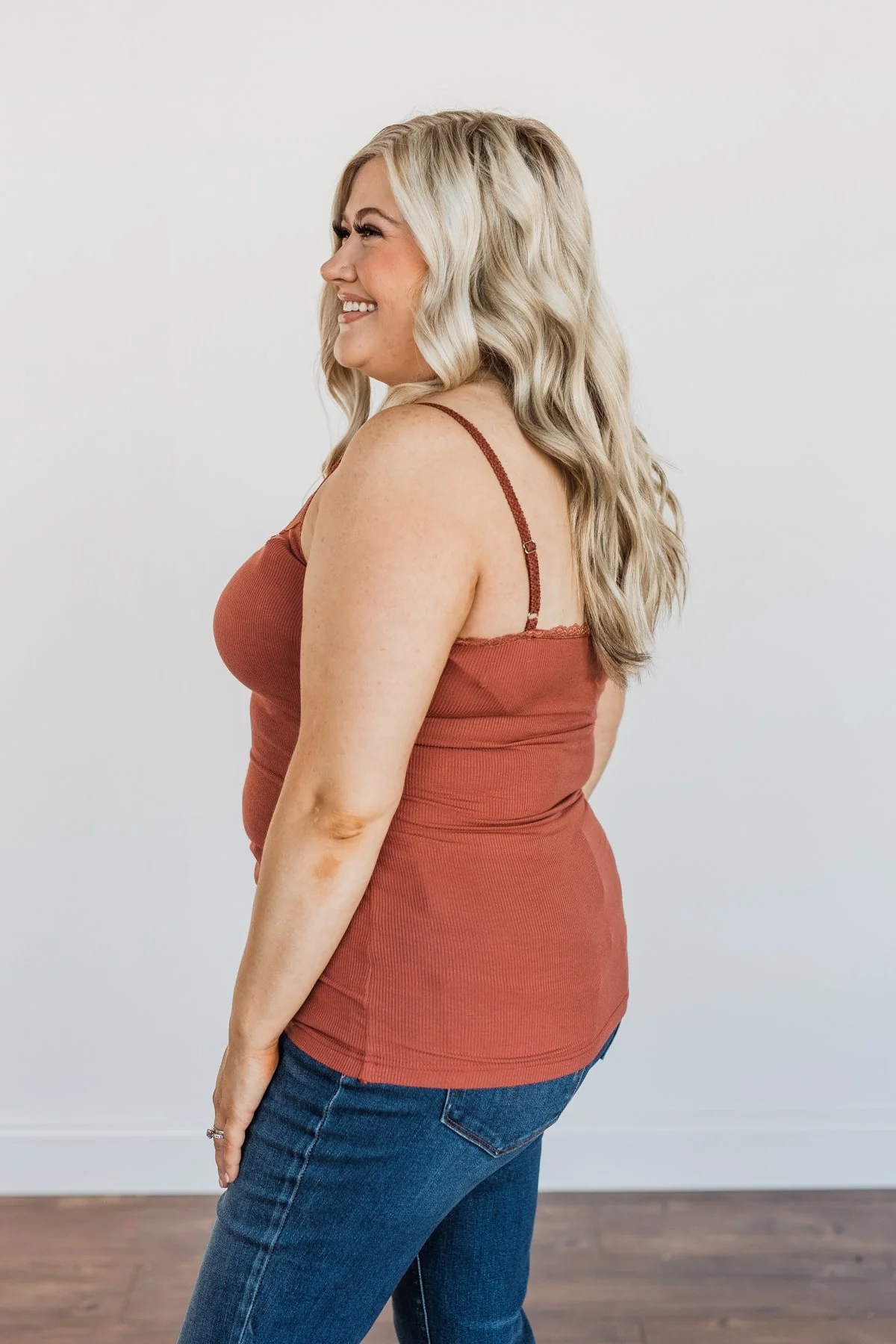 Pulse Basics Lace Trimmed Tank Top- Clay - Image 10