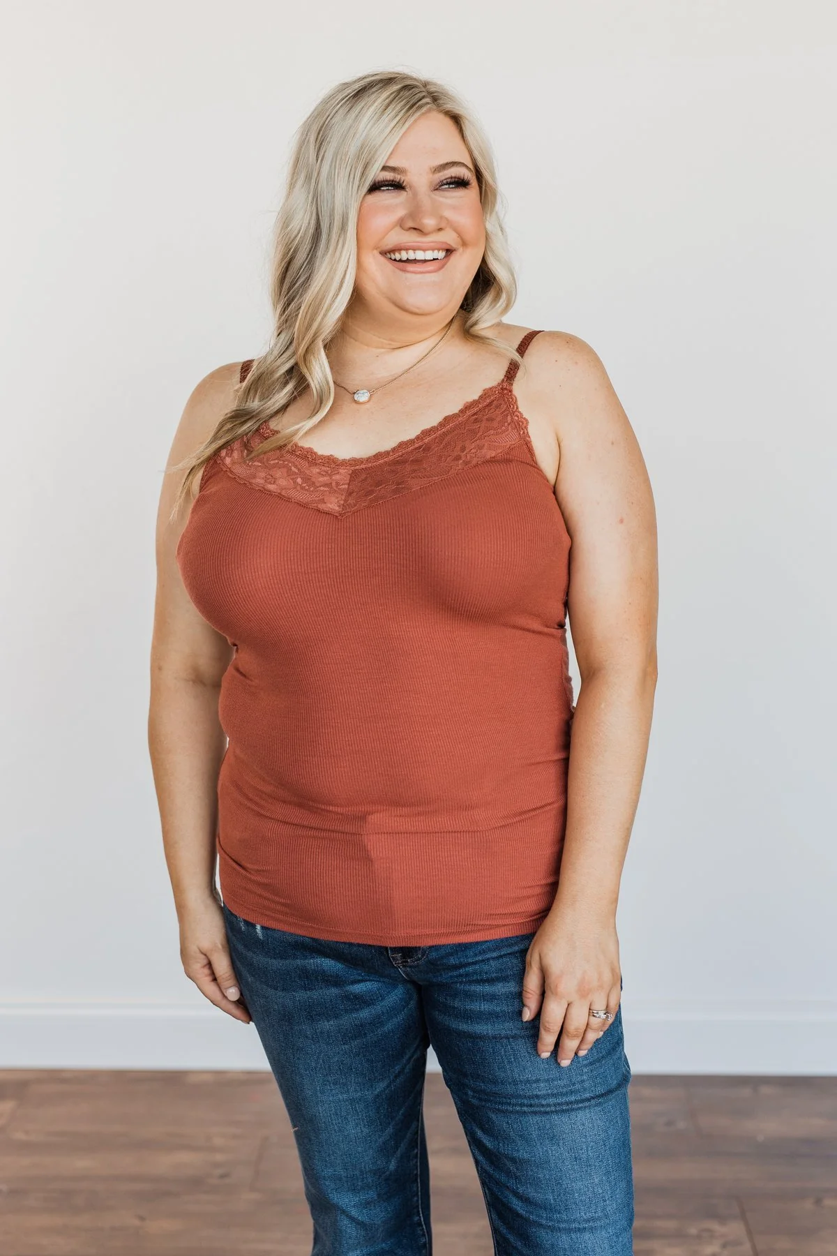Pulse Basics Lace Trimmed Tank Top- Clay - Image 7