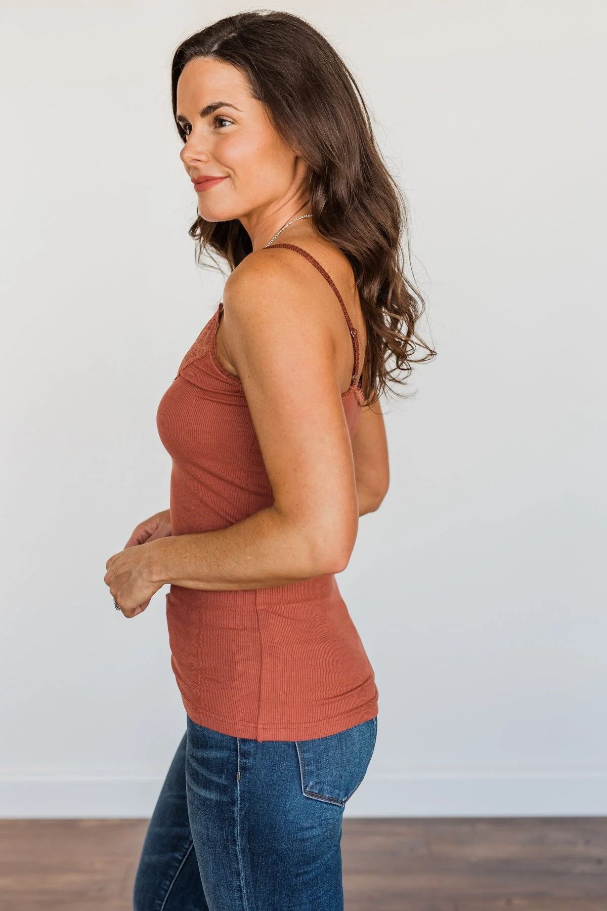 Pulse Basics Lace Trimmed Tank Top- Clay - Image 9