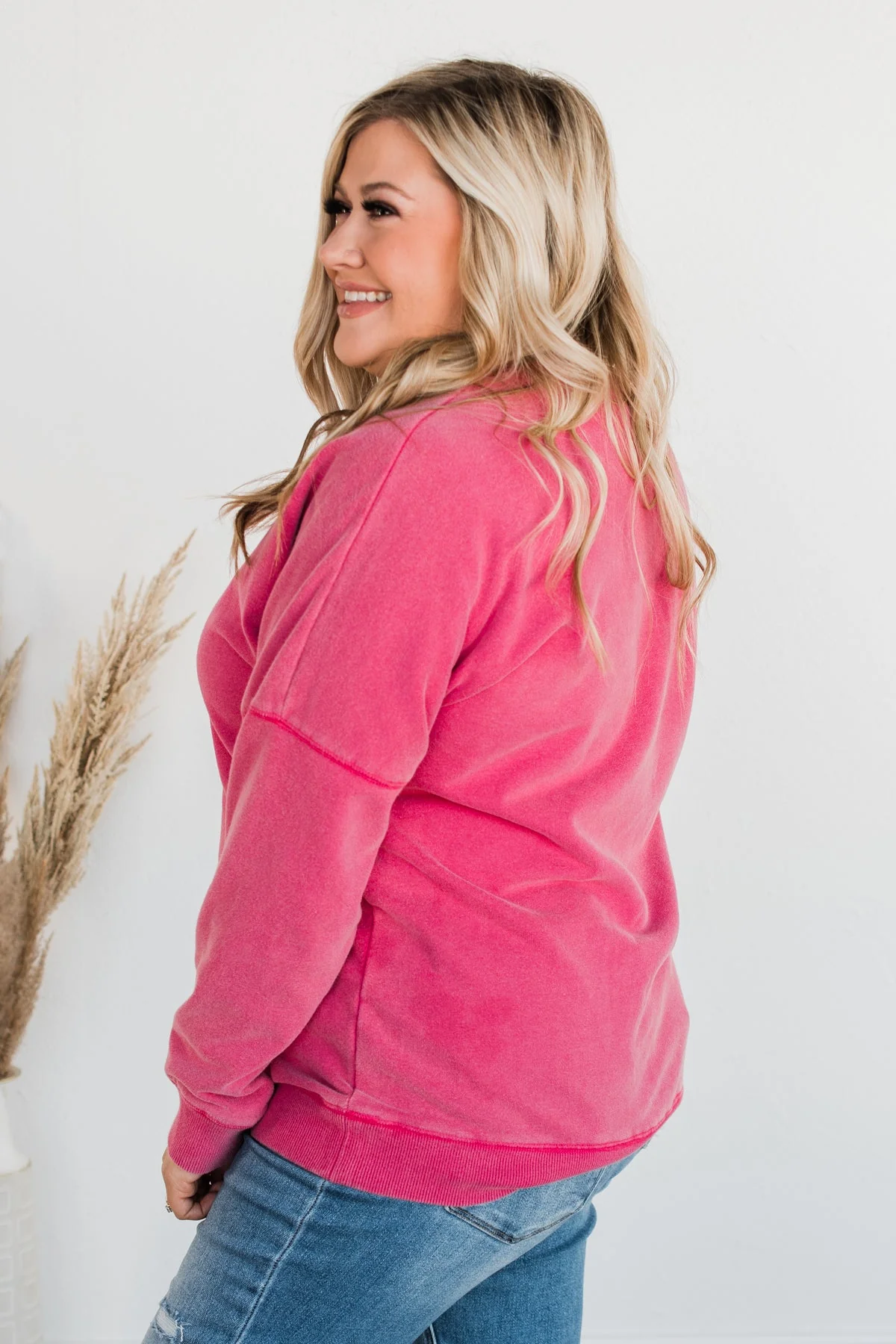 Pulse Basics Notice Me Crew Neck Pullover- Berry - Image 12