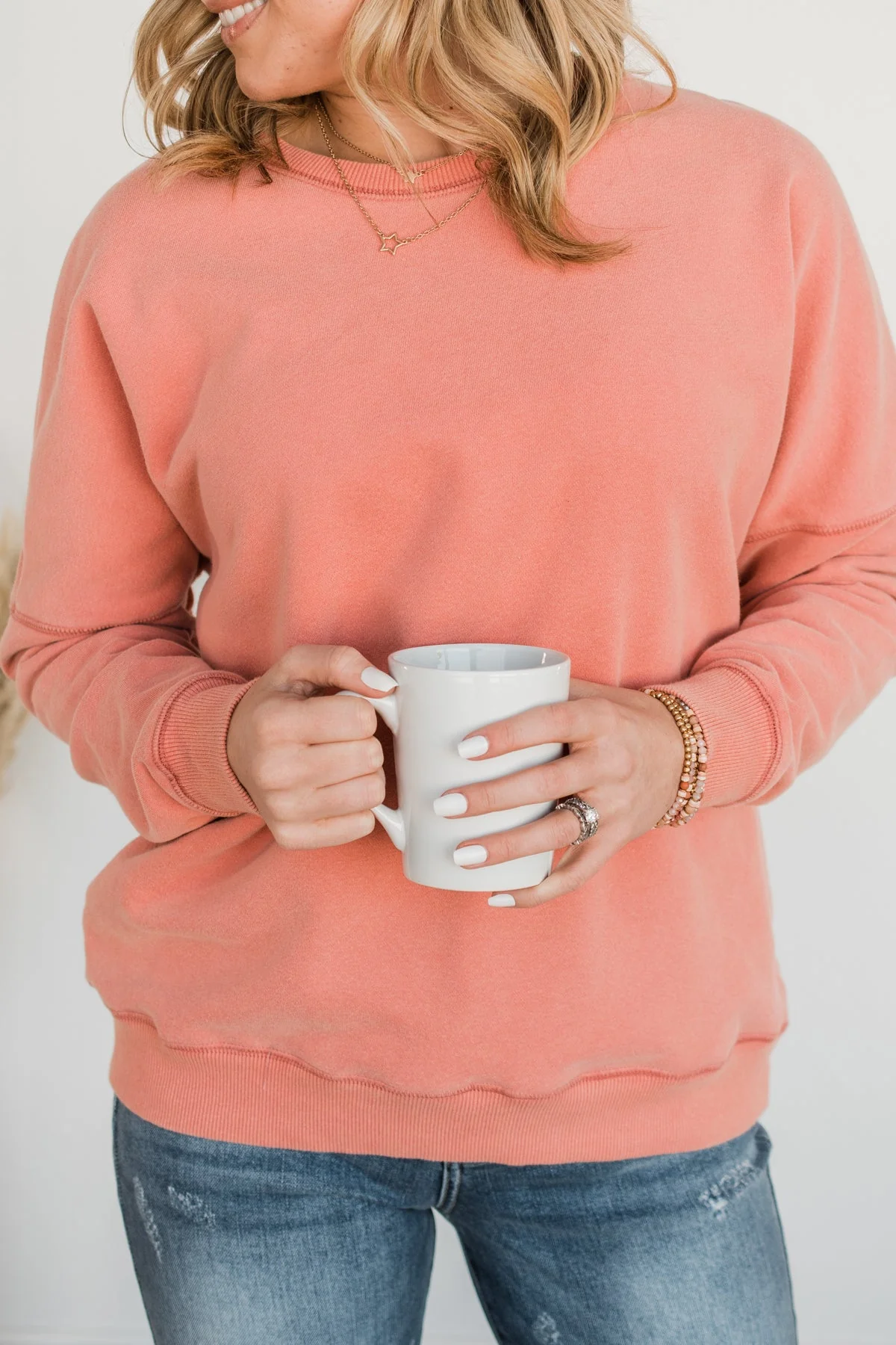 Pulse Basics Notice Me Crew Neck Pullover- Peach - Image 10