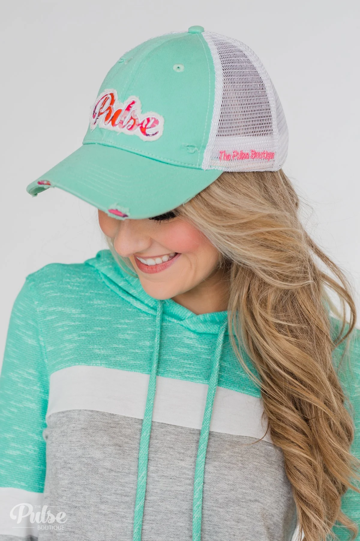 Pulse Distressed Ball Cap- Turquoise - Image 5