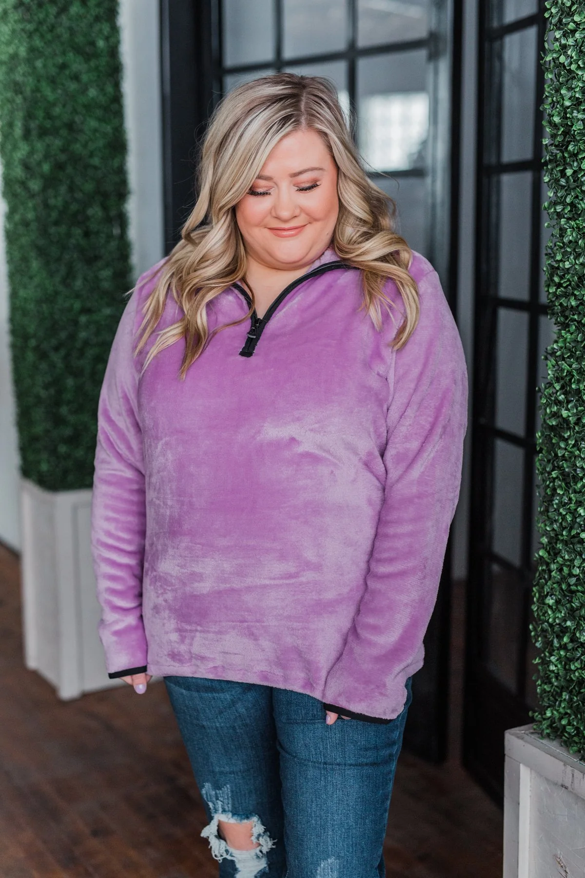 Pulse Exclusive 1/4 Zip Sherpa- Dark Lilac - Image 7