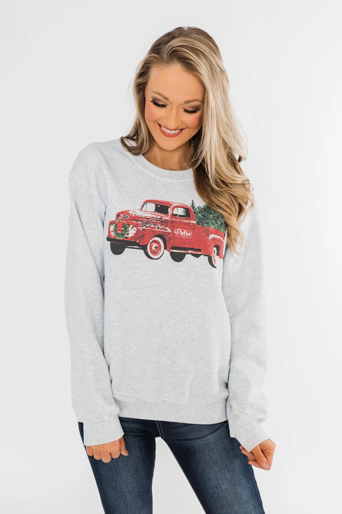 Pulse Exclusive Festive Graphic Pullover- Heather Grey - Image 8