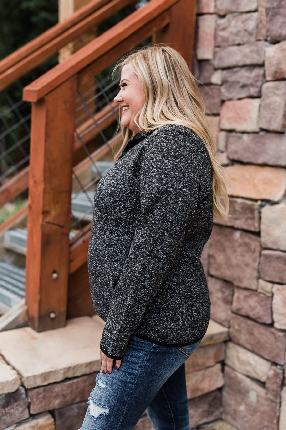 Pulse Exclusive Quarter Button Pullover- Charcoal - Image 11