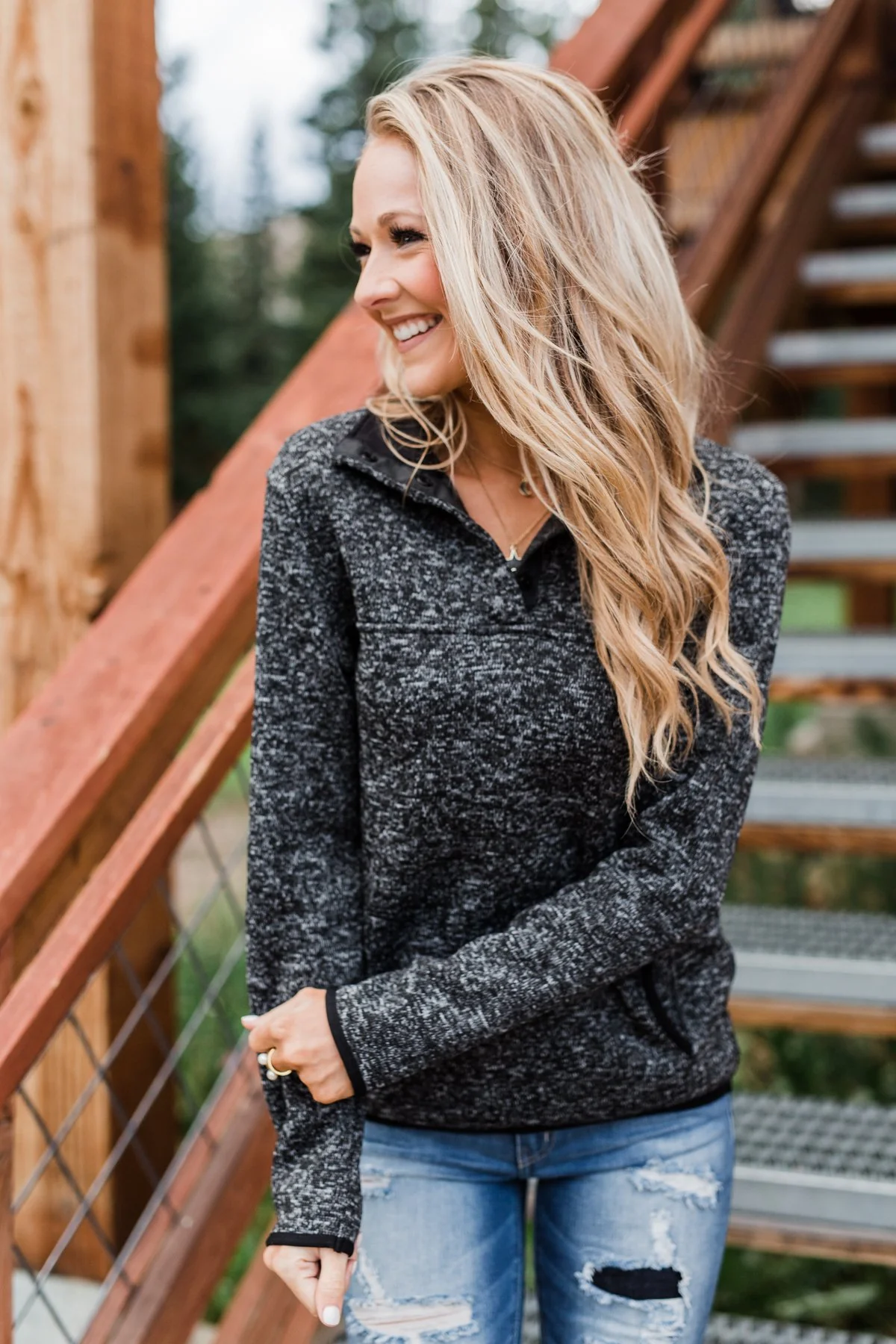 Pulse Exclusive Quarter Button Pullover- Charcoal - Image 6