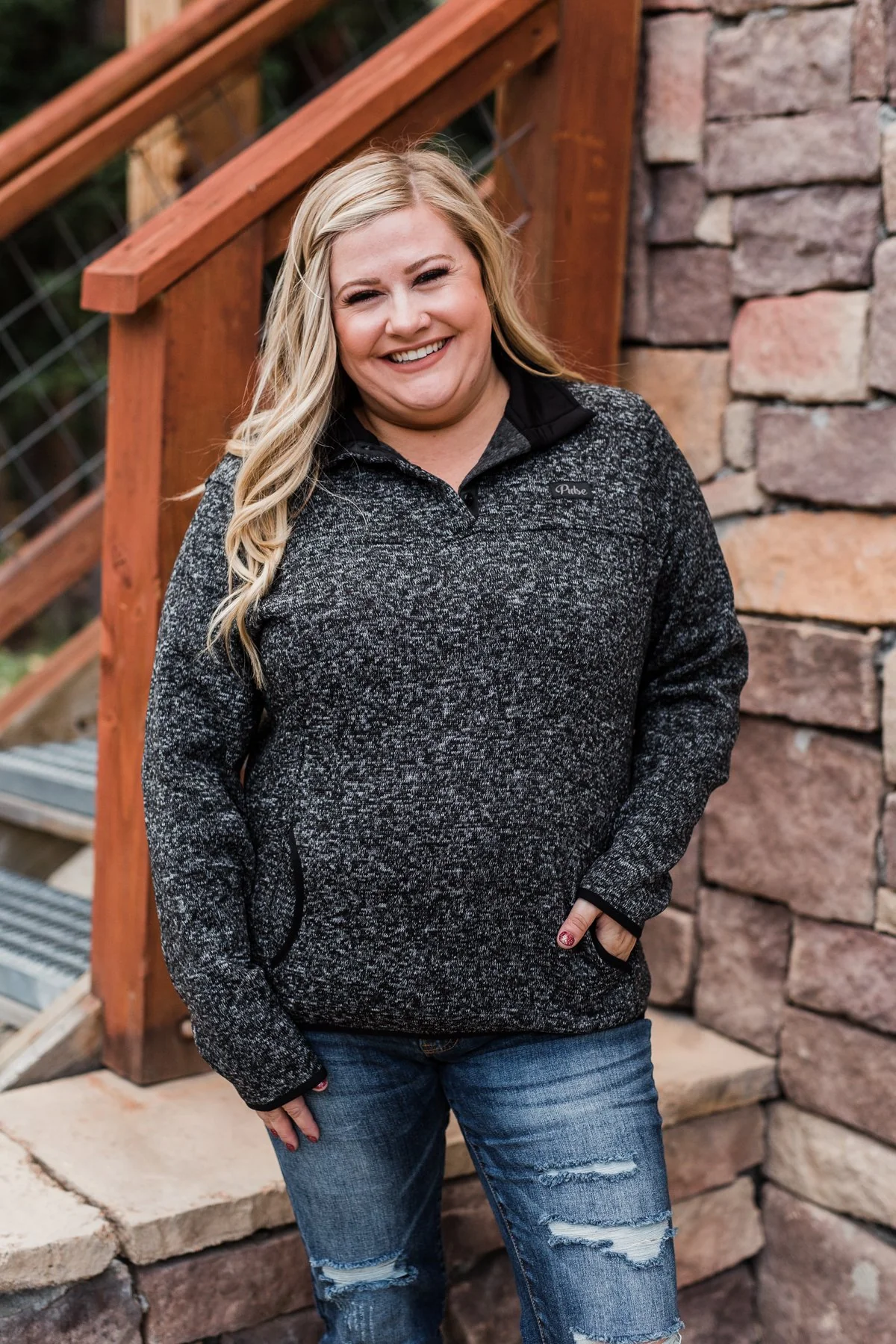 Pulse Exclusive Quarter Button Pullover- Charcoal - Image 7
