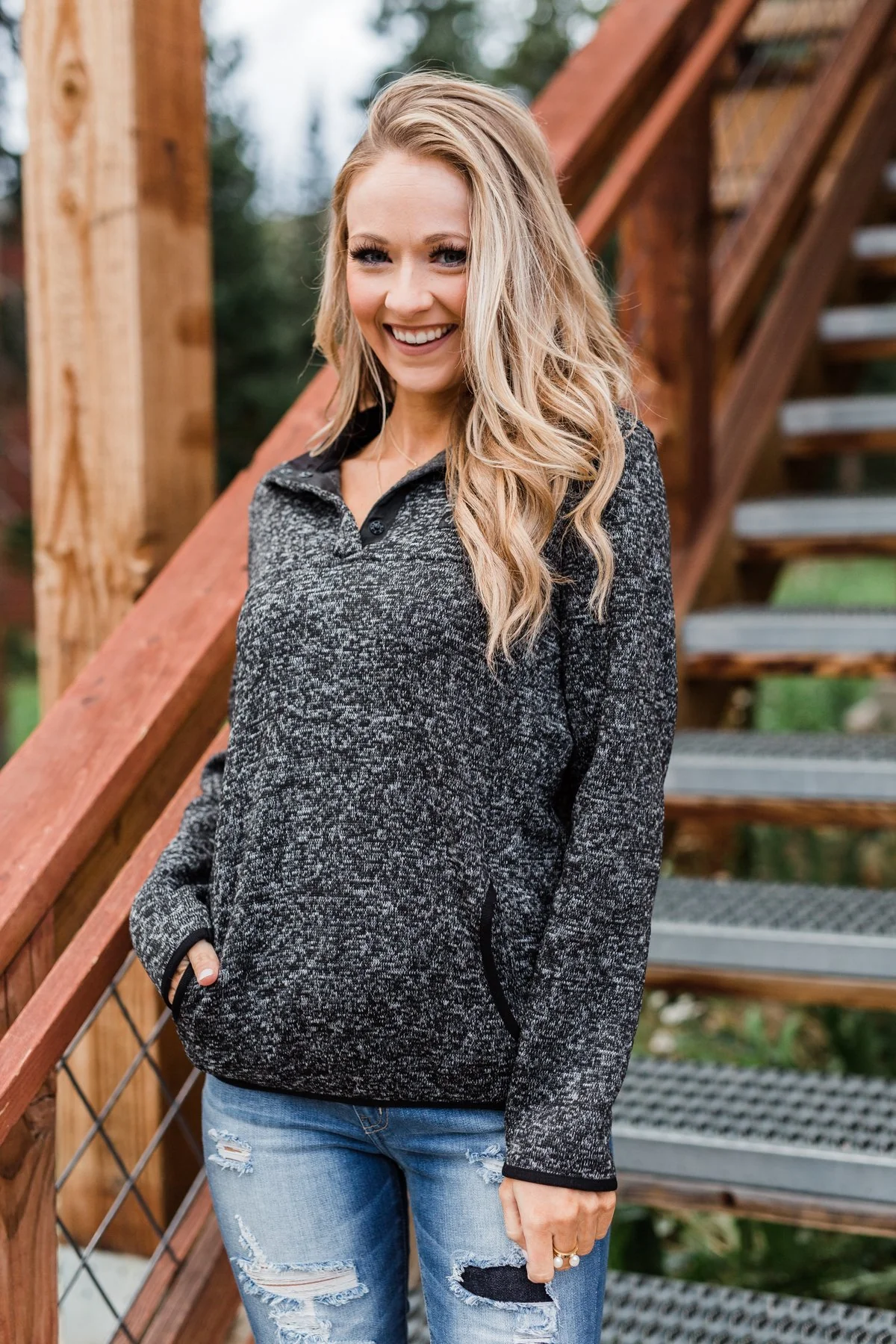 Pulse Exclusive Quarter Button Pullover- Charcoal - Image 8