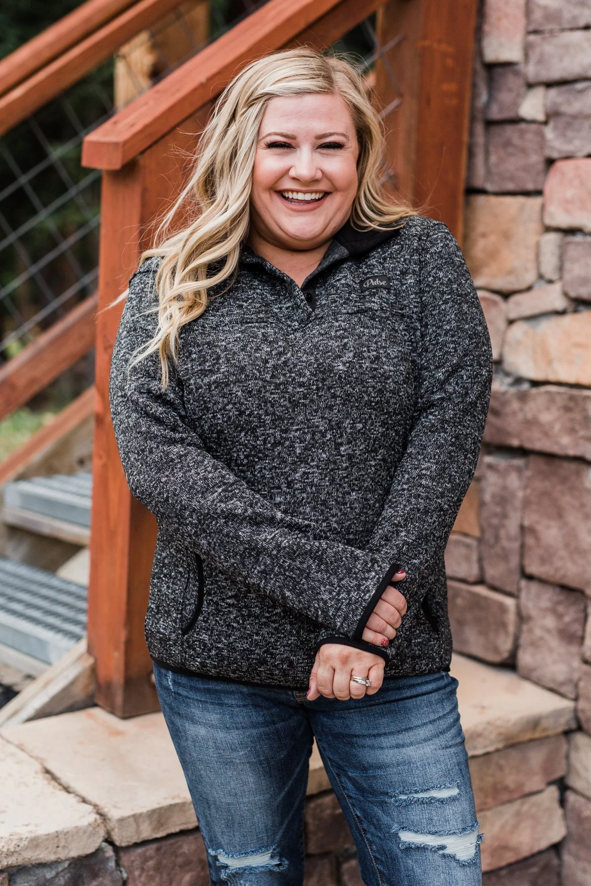 Pulse Exclusive Quarter Button Pullover- Charcoal - Image 9