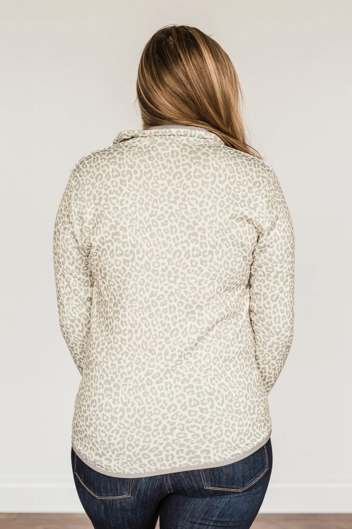 Pulse Exclusive Quarter Button Pullover- Cream Leopard - Image 9