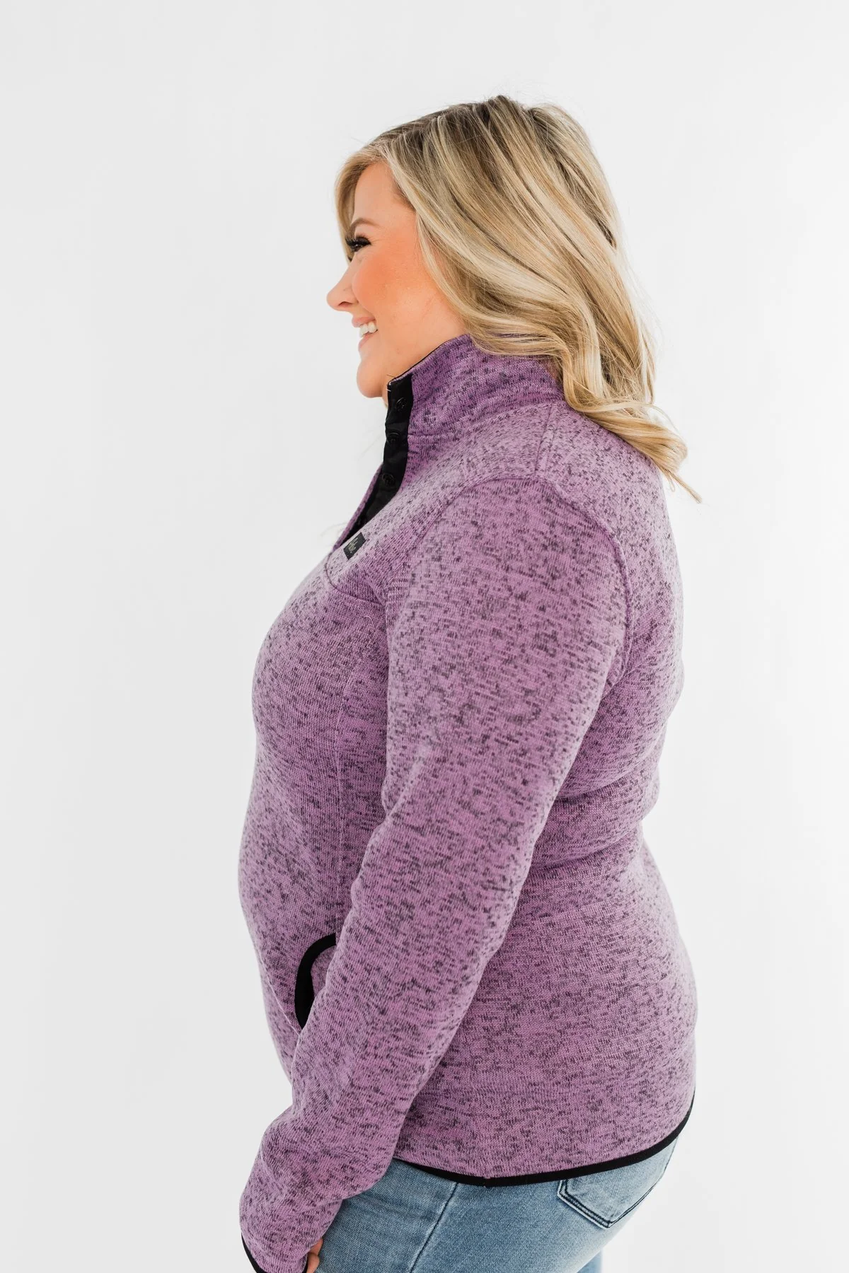 Pulse Exclusive Quarter Button Pullover- Heathered Purple - Image 24