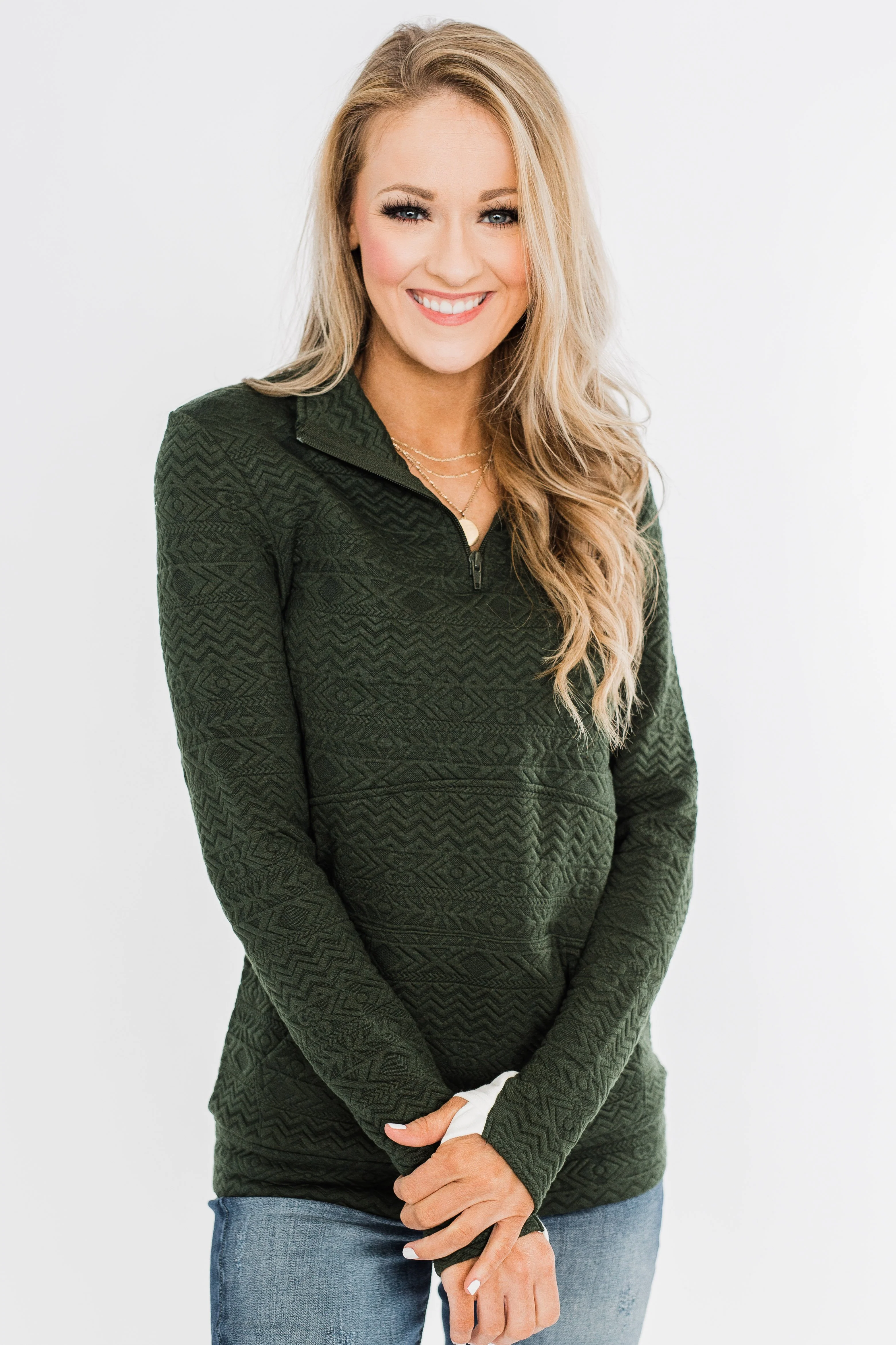 Pulse Exclusive Quarter Zip Pullover- Dark Olive - Image 8