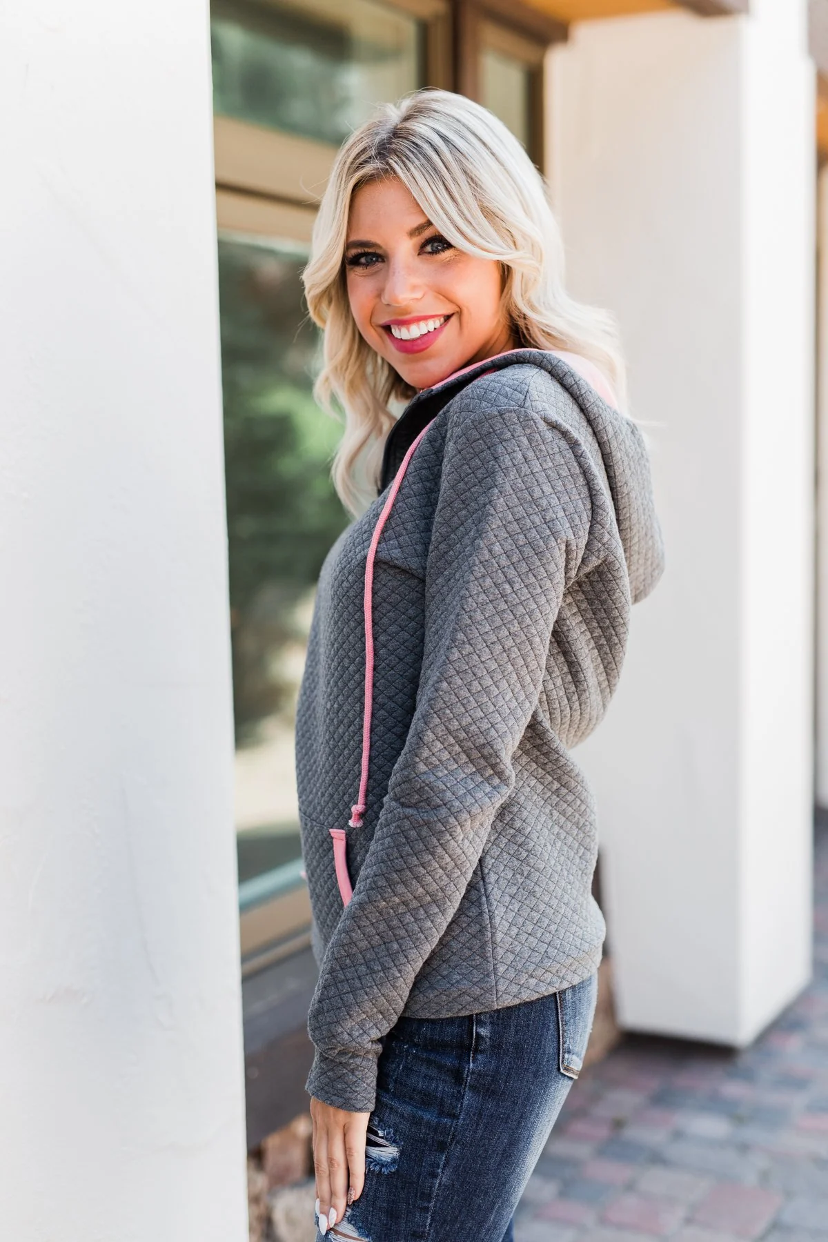 Pulse Exclusive Quarter Zip Quilted Pullover- Charcoal - Image 11