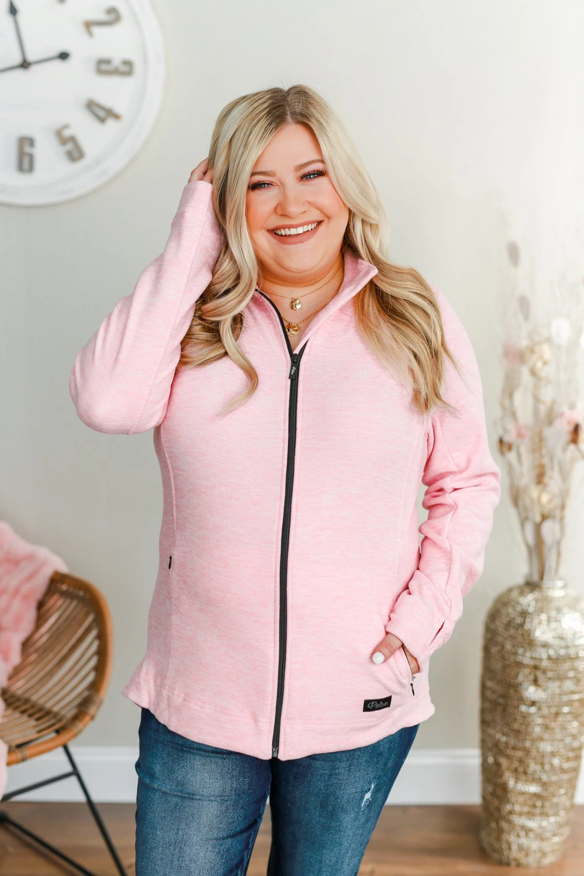 Pulse Exclusive Zip Up Athleisure Jacket- Baby Pink - Image 2