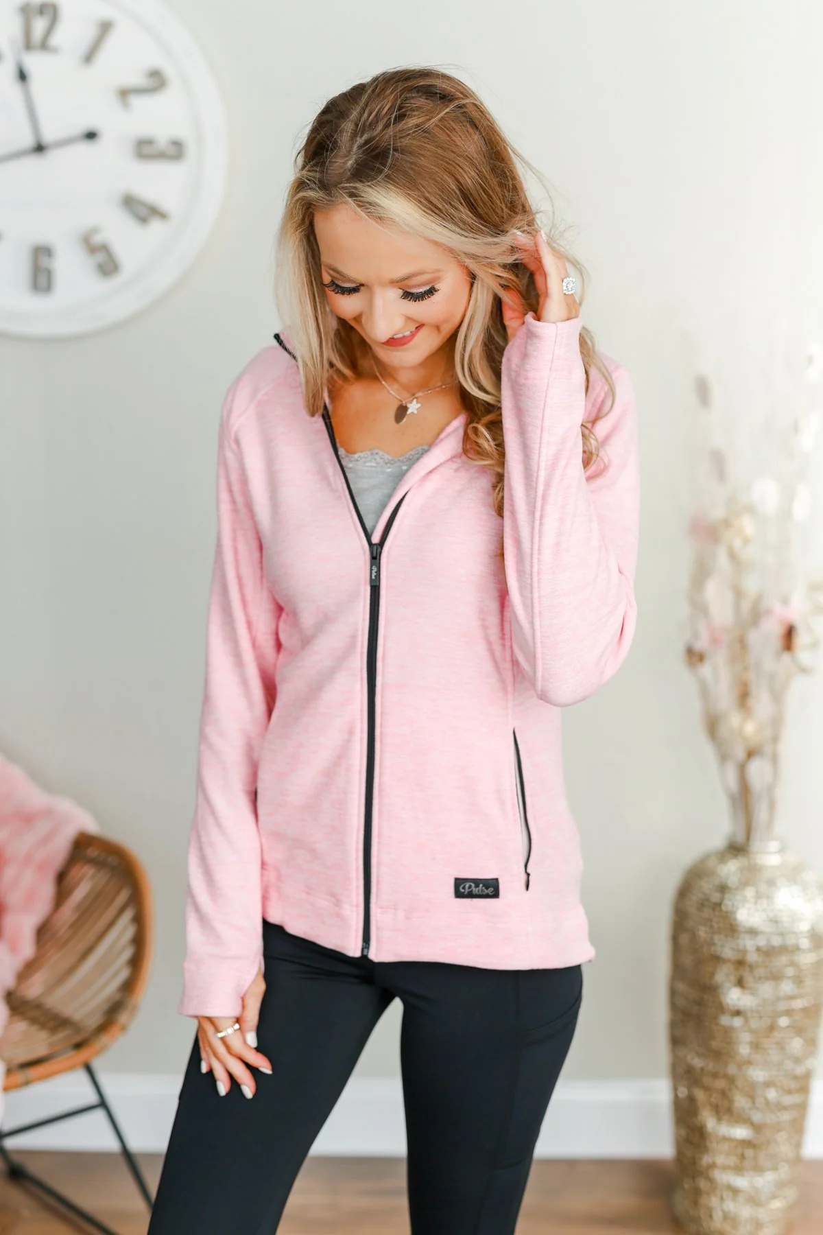 Pulse Exclusive Zip Up Athleisure Jacket- Baby Pink - Image 3