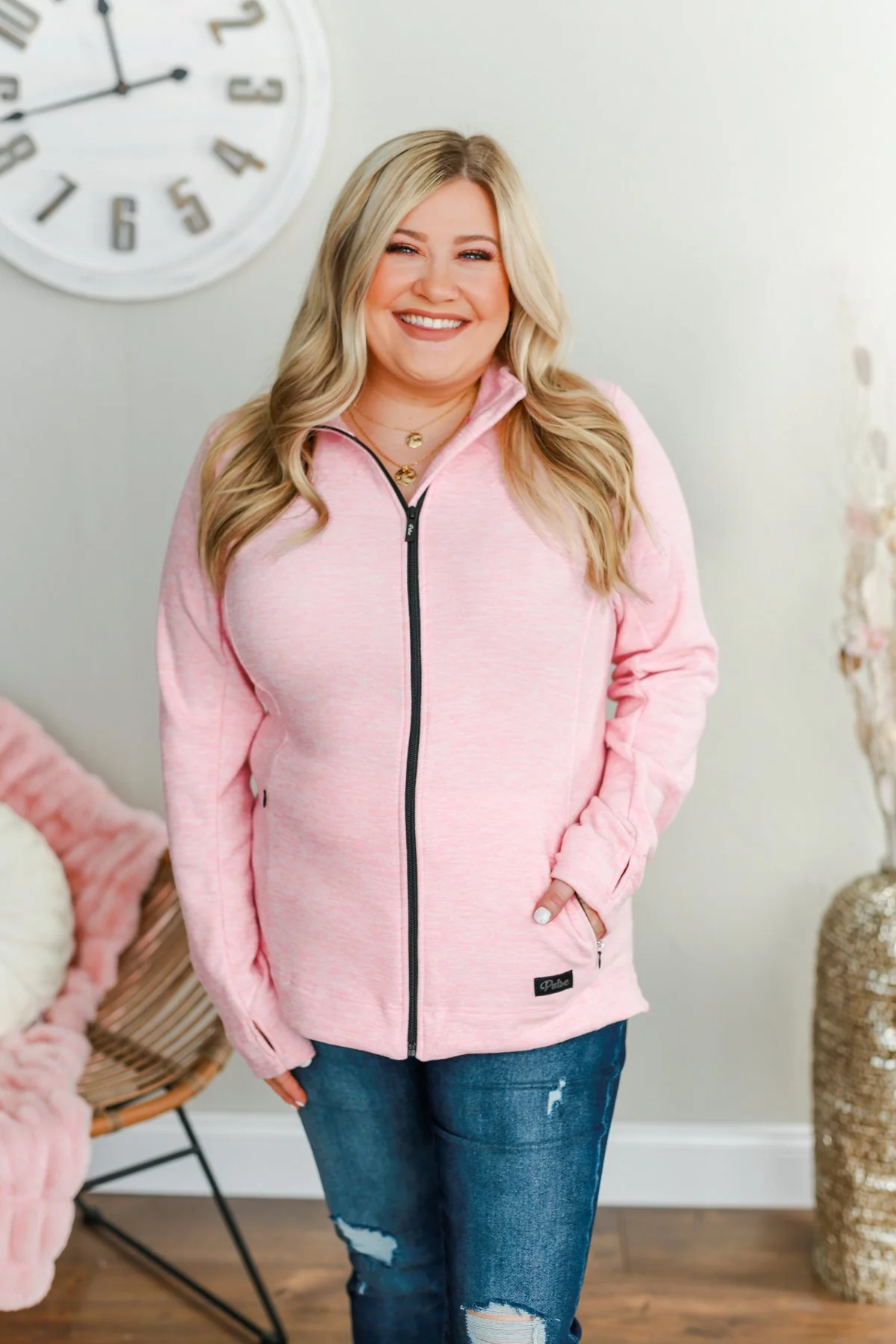 Pulse Exclusive Zip Up Athleisure Jacket- Baby Pink - Image 4