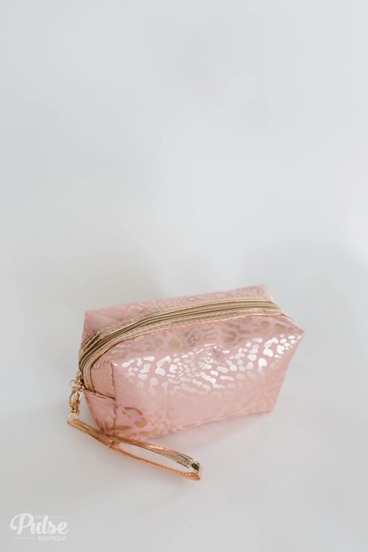 Pulse Perk- Animal Printed Cosmetic Bag- Pink & Gold - Image 3