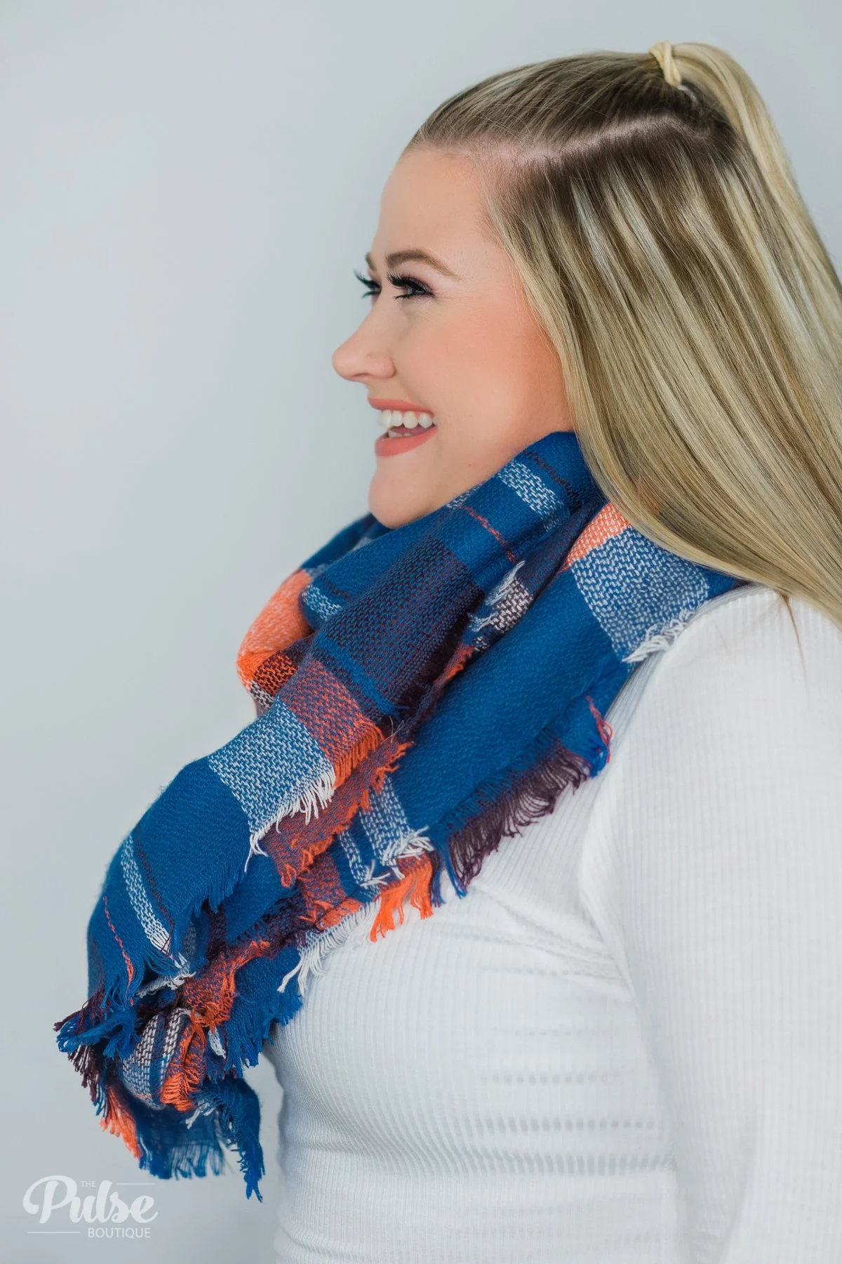 Pulse Perk- Blue & Orange Blanket Scarf - Image 2