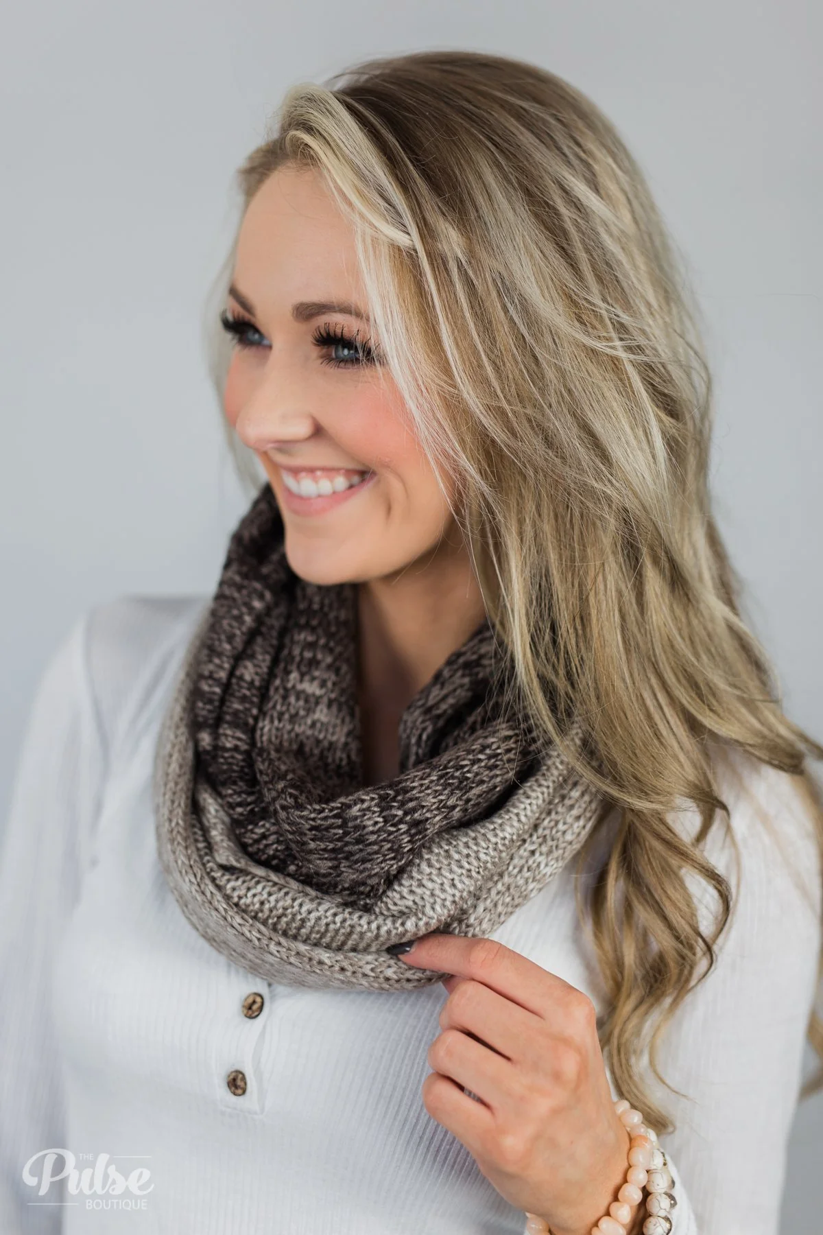 Knit Infinity Scarf- Coffee