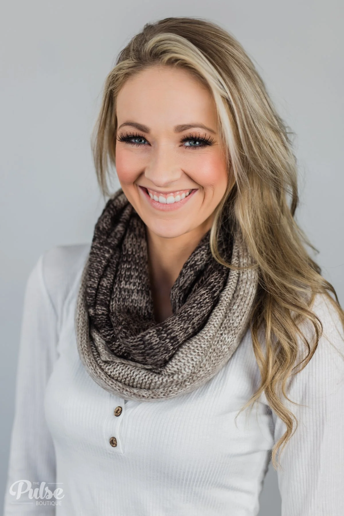 Knit Infinity Scarf- Coffee - Image 2