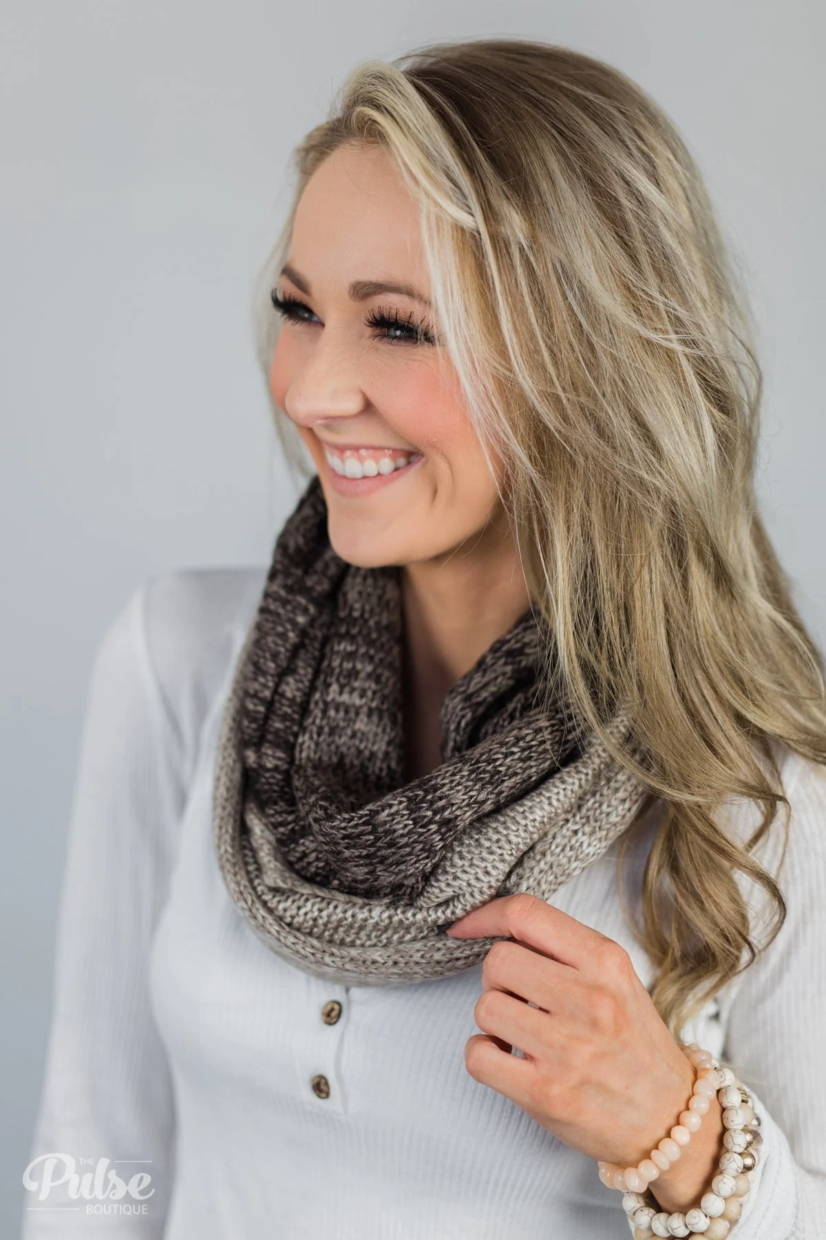 Knit Infinity Scarf- Coffee - Image 3