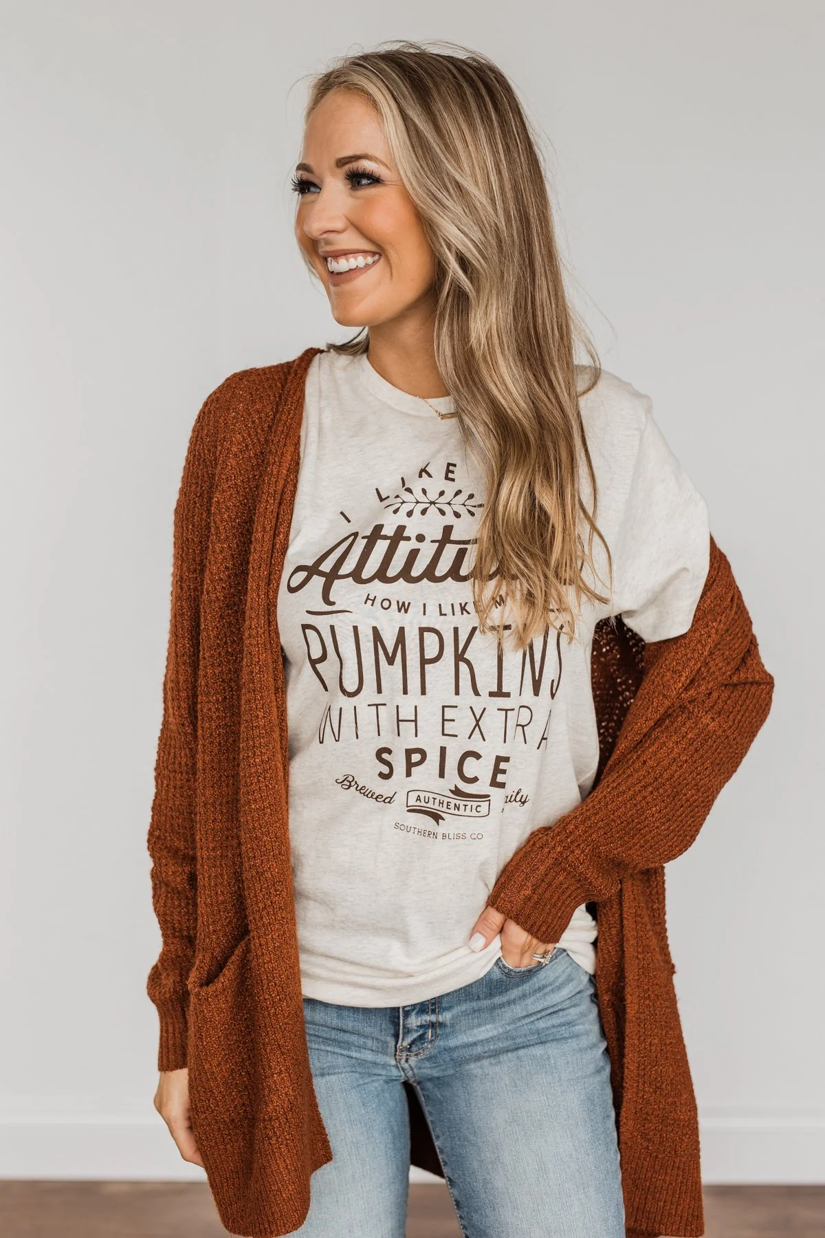 Pumpkin Attitude Graphic Tee- Heathered Oatmeal - Image 15
