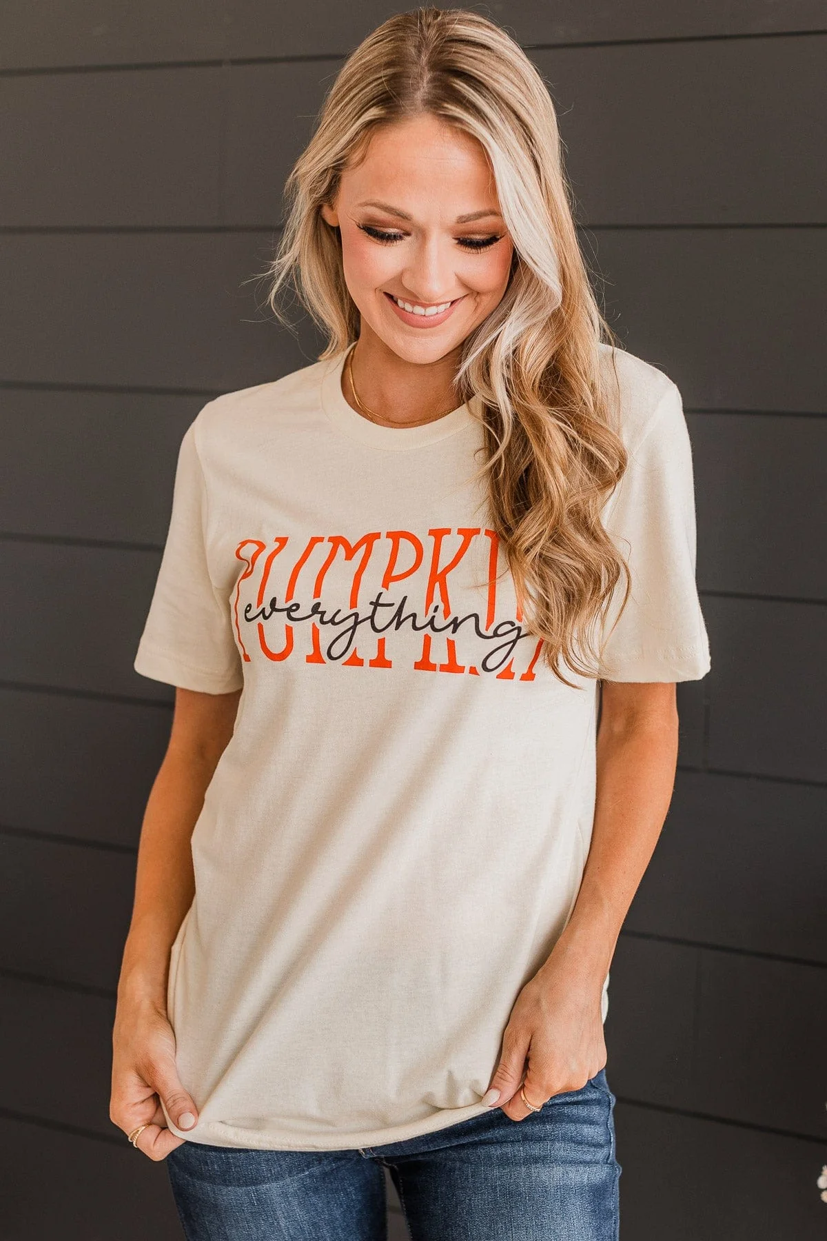 "Pumpkin Everything" Graphic Tee- Cream - Image 3